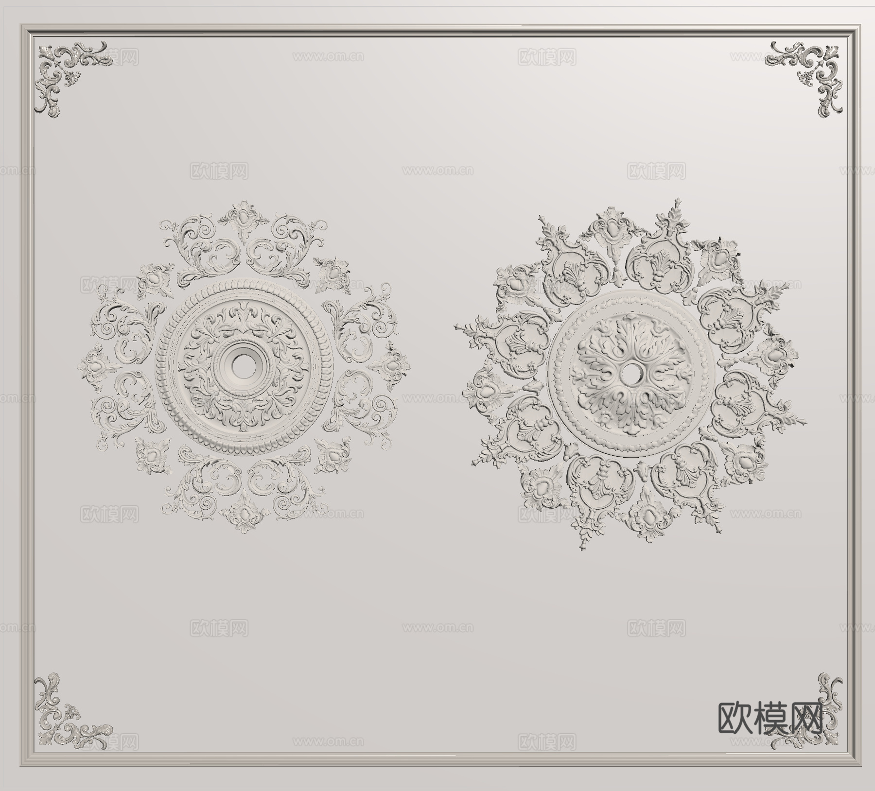 石膏灯盘 雕花灯盘su模型