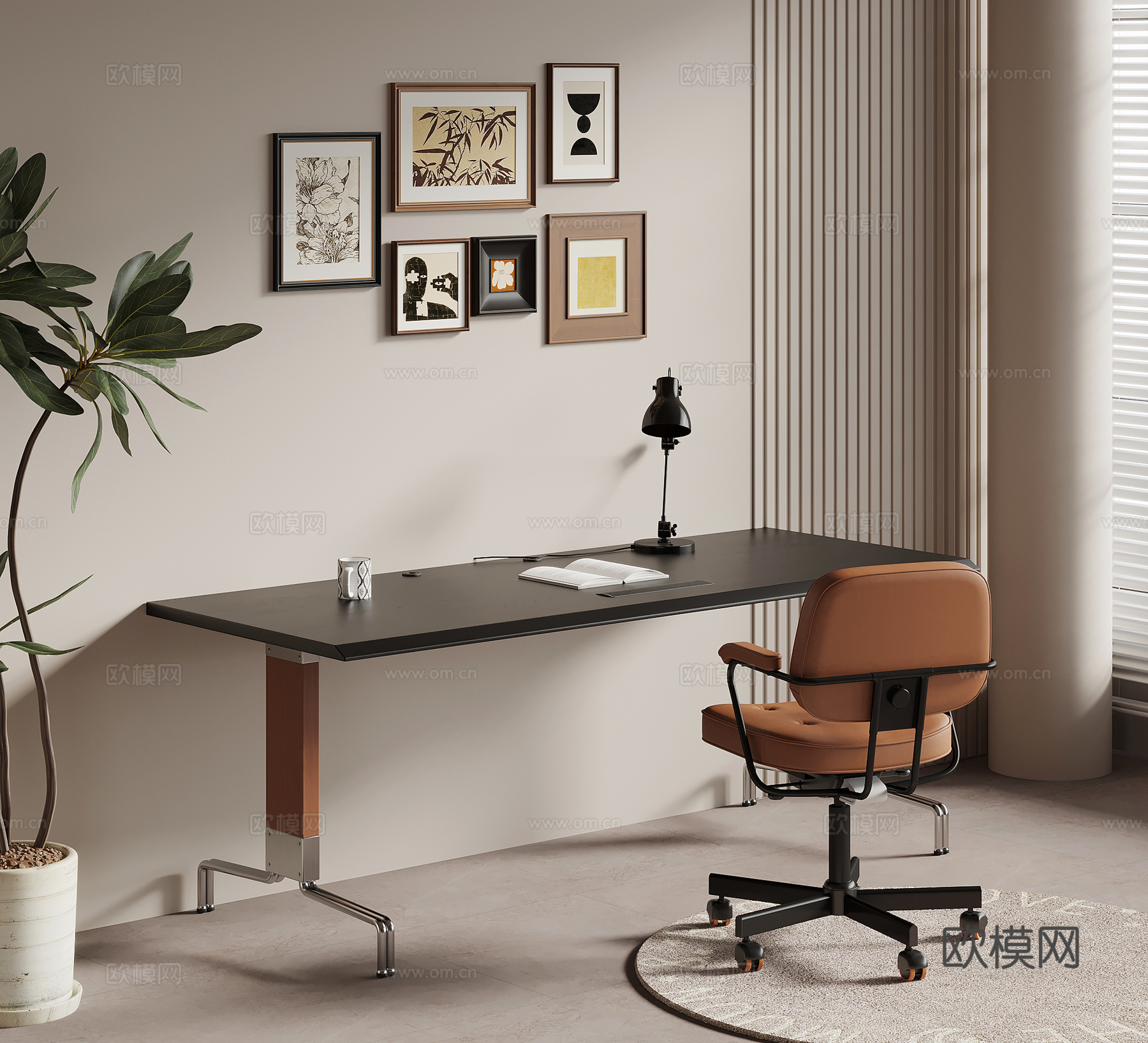 中古风书桌椅 学习用品3d模型