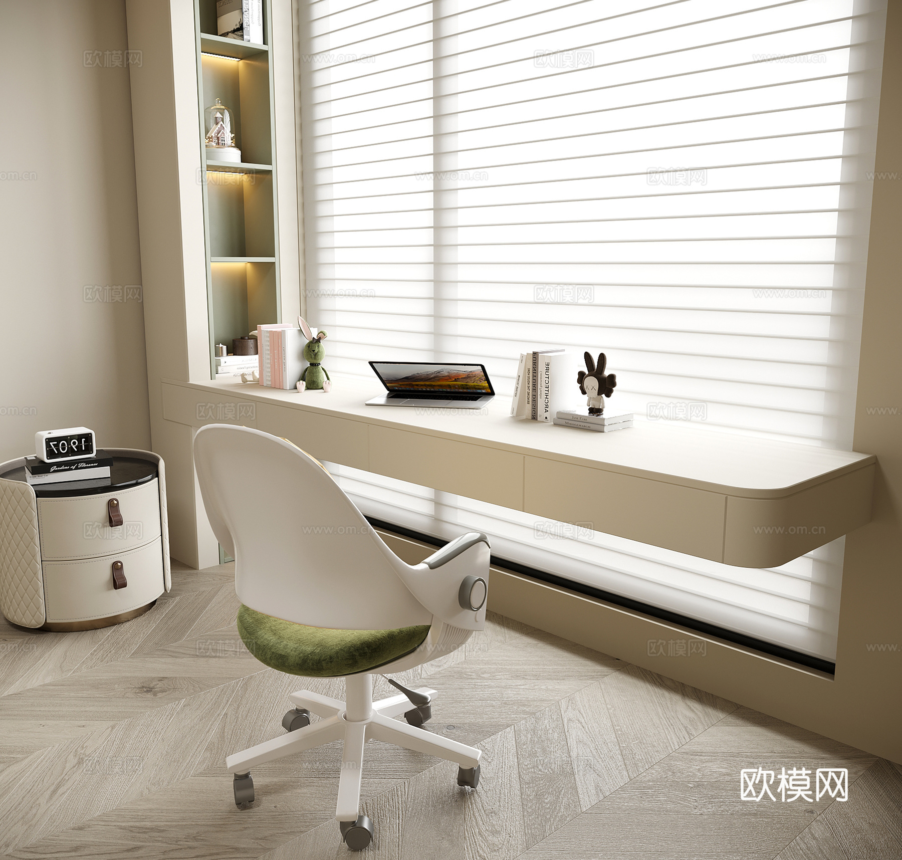 现代书桌椅 百叶帘3d模型