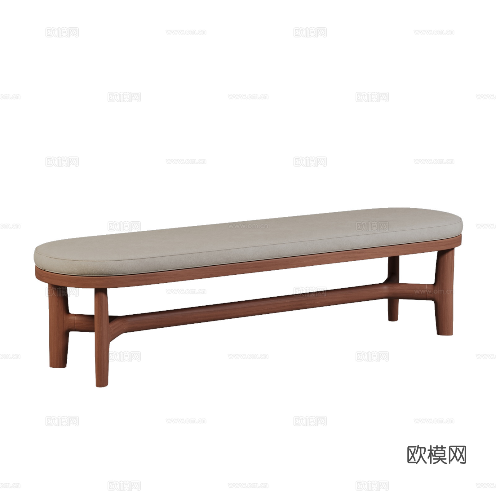 新中式布艺长凳 床尾凳3d模型