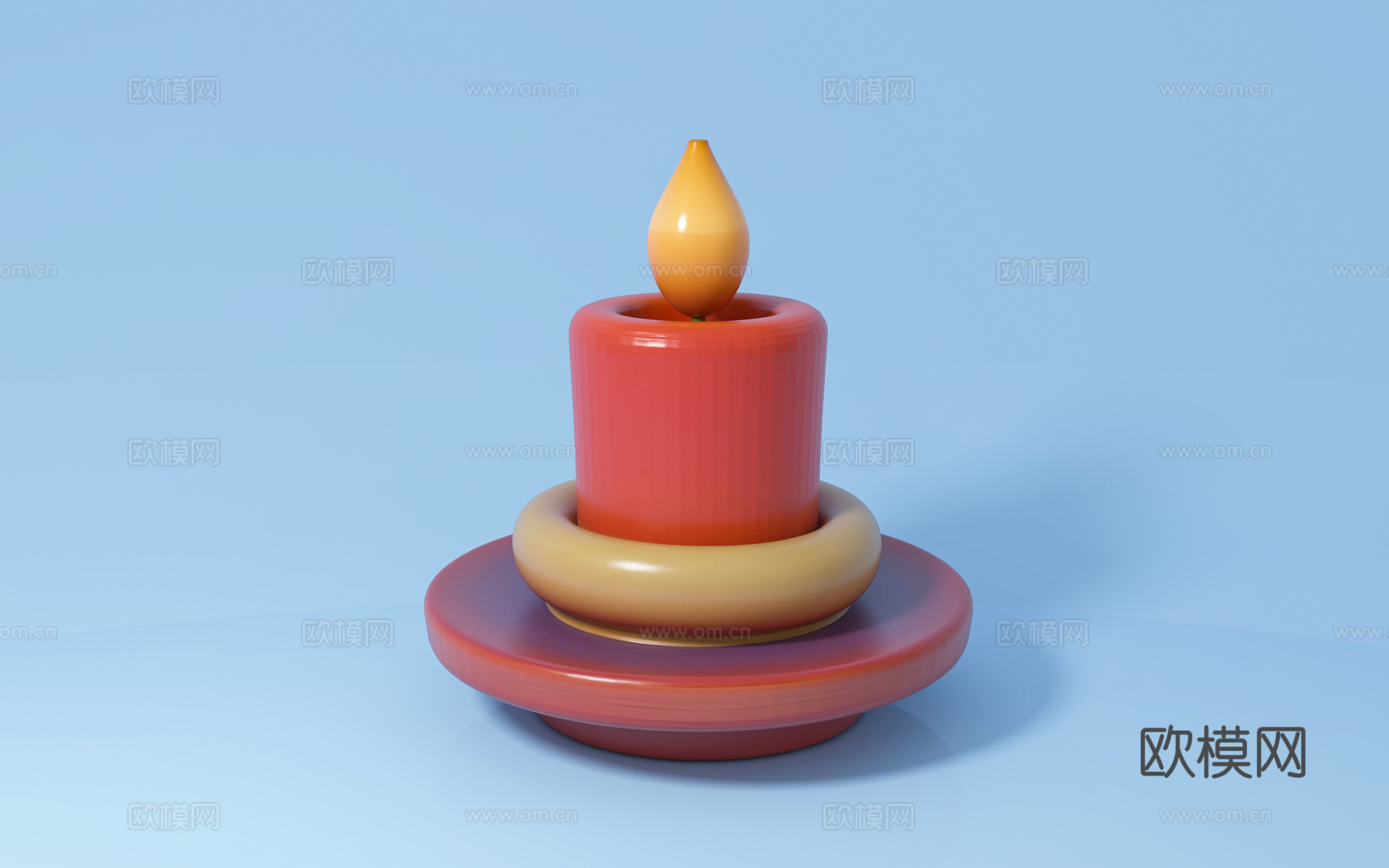 红色蜡烛 卡通风格 动漫风格 烛火 摆件手办 装饰美陈 道具3d模型