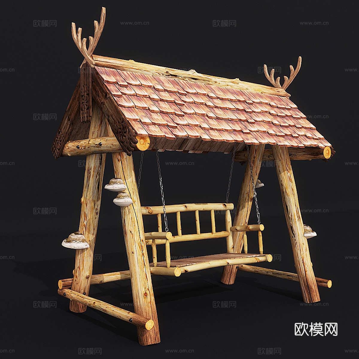 新中式花园秋千椅3d模型