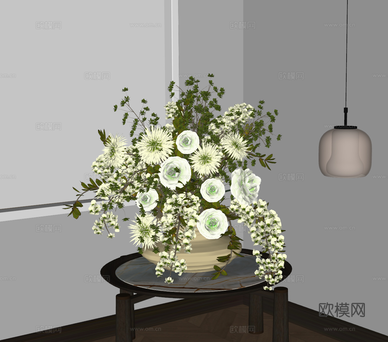 花瓶 花艺盆景 绿植花瓶 花艺 装饰摆件 花 现代花艺su模型