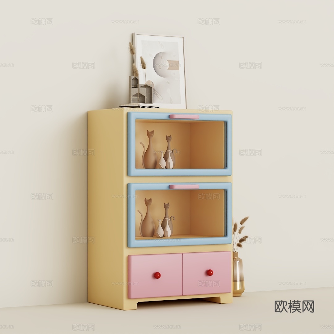 奶油风玄关柜 电视柜 边柜 沙发柜3d模型