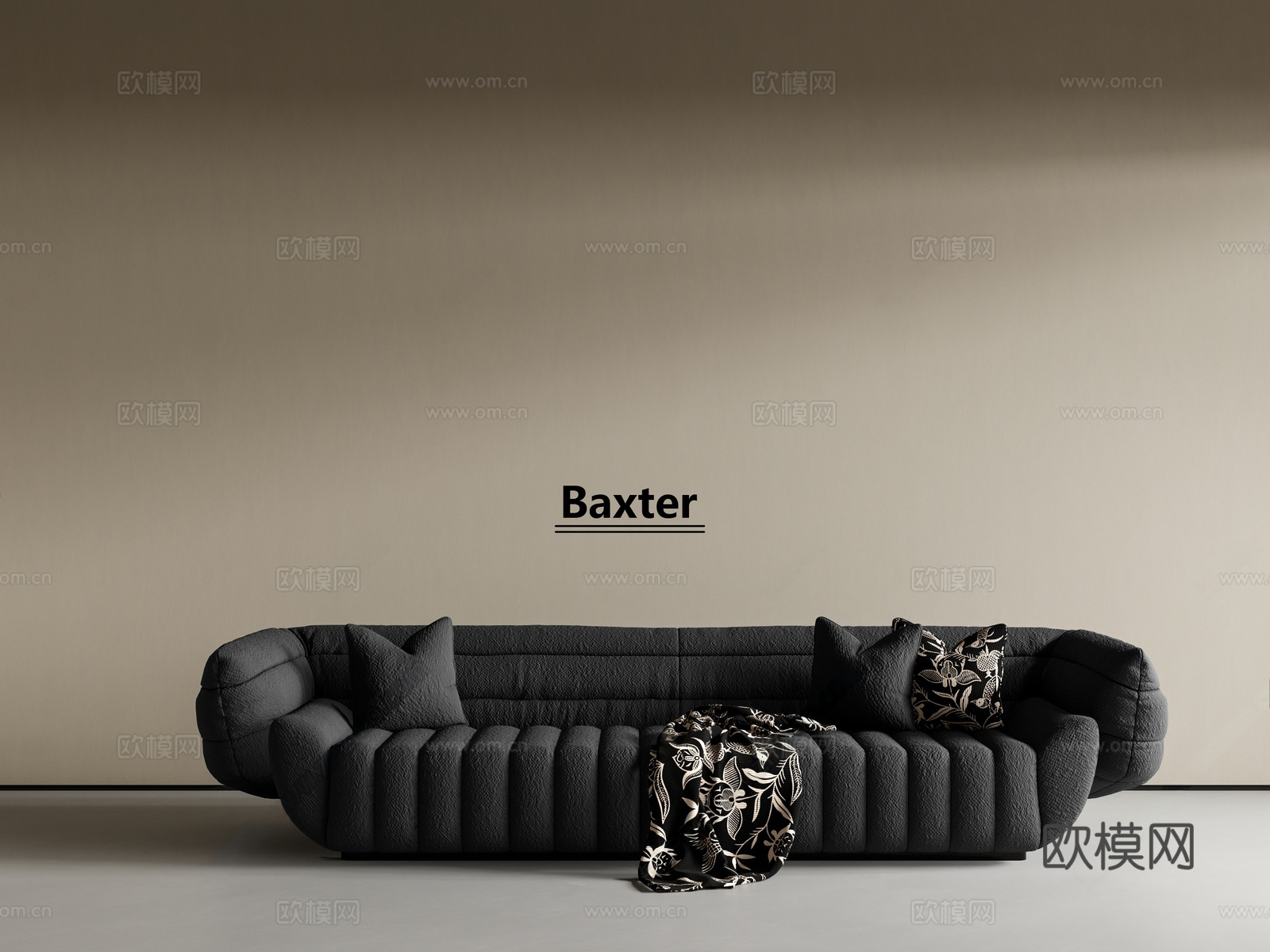 中古侘寂多人沙发 多人沙发 baxter直排沙发 客厅沙发3d模型