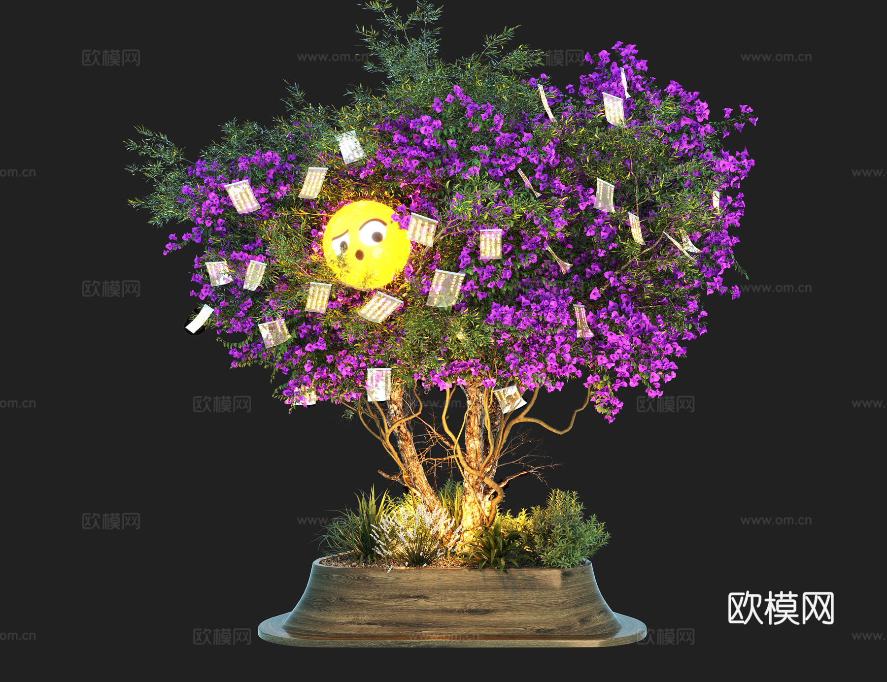 景观树 灯树 花树 树池3d模型
