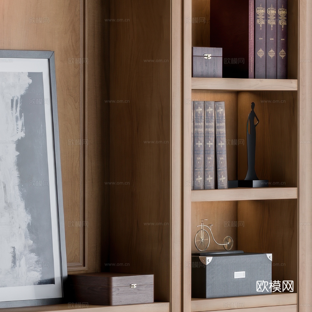 美式复古书柜3d模型