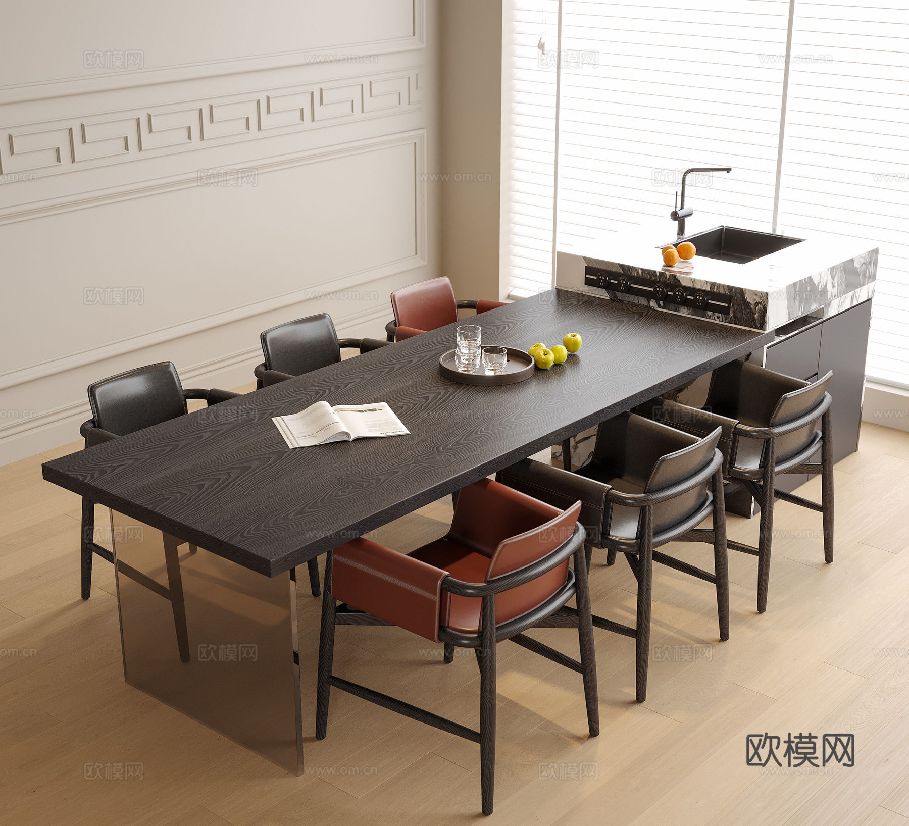 现代岛台餐桌椅 餐椅3d模型