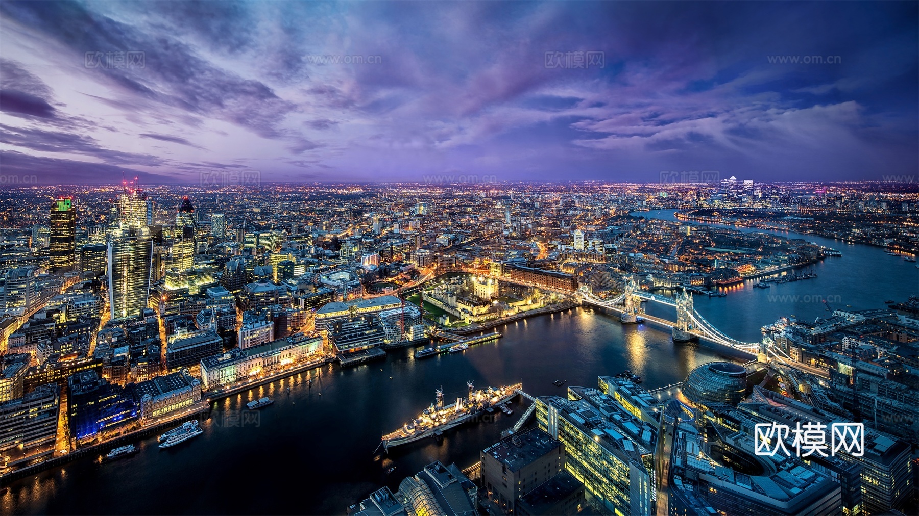 夜晚城市外景  都市广场贴图