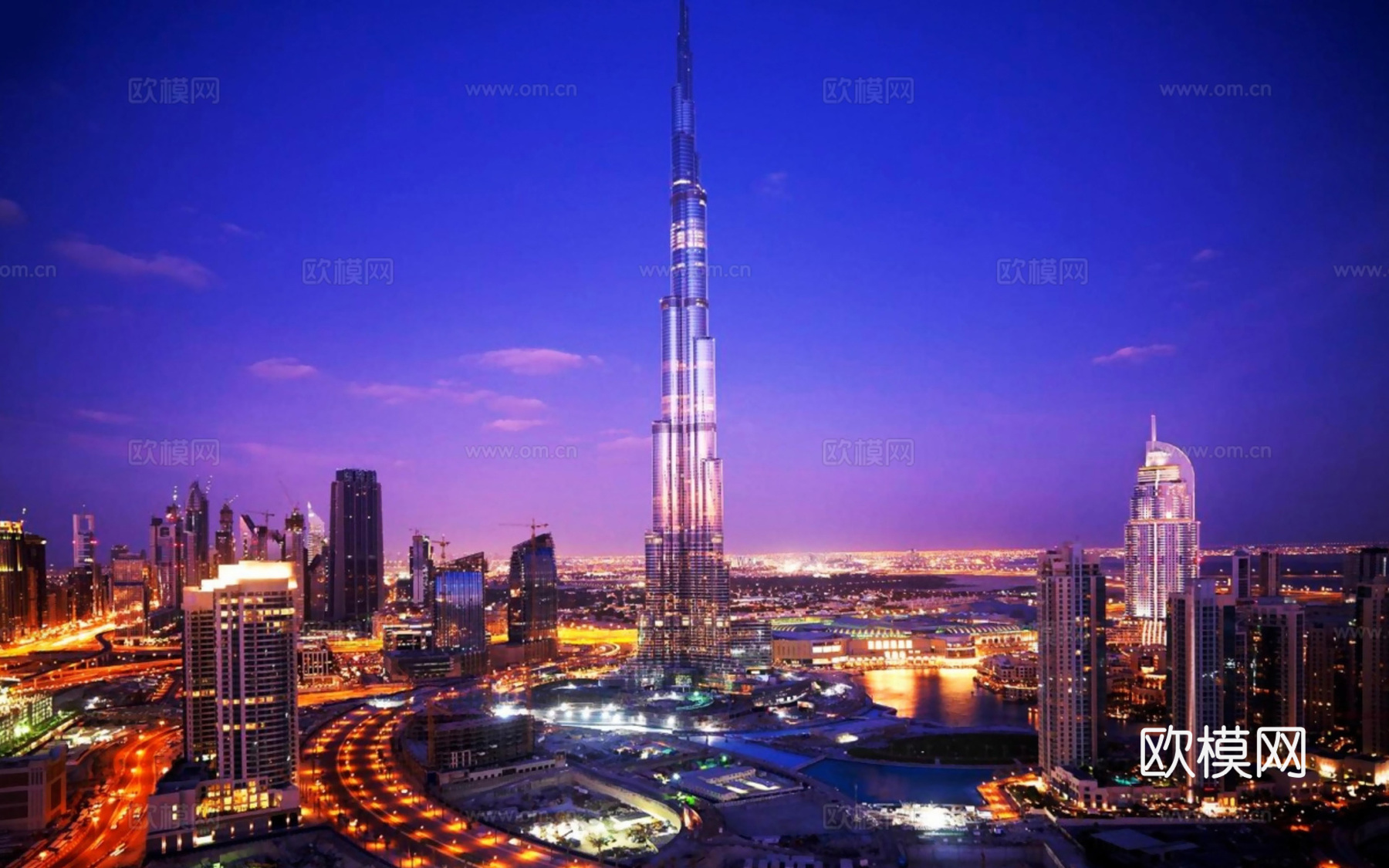 夜晚城市外景  都市广场贴图