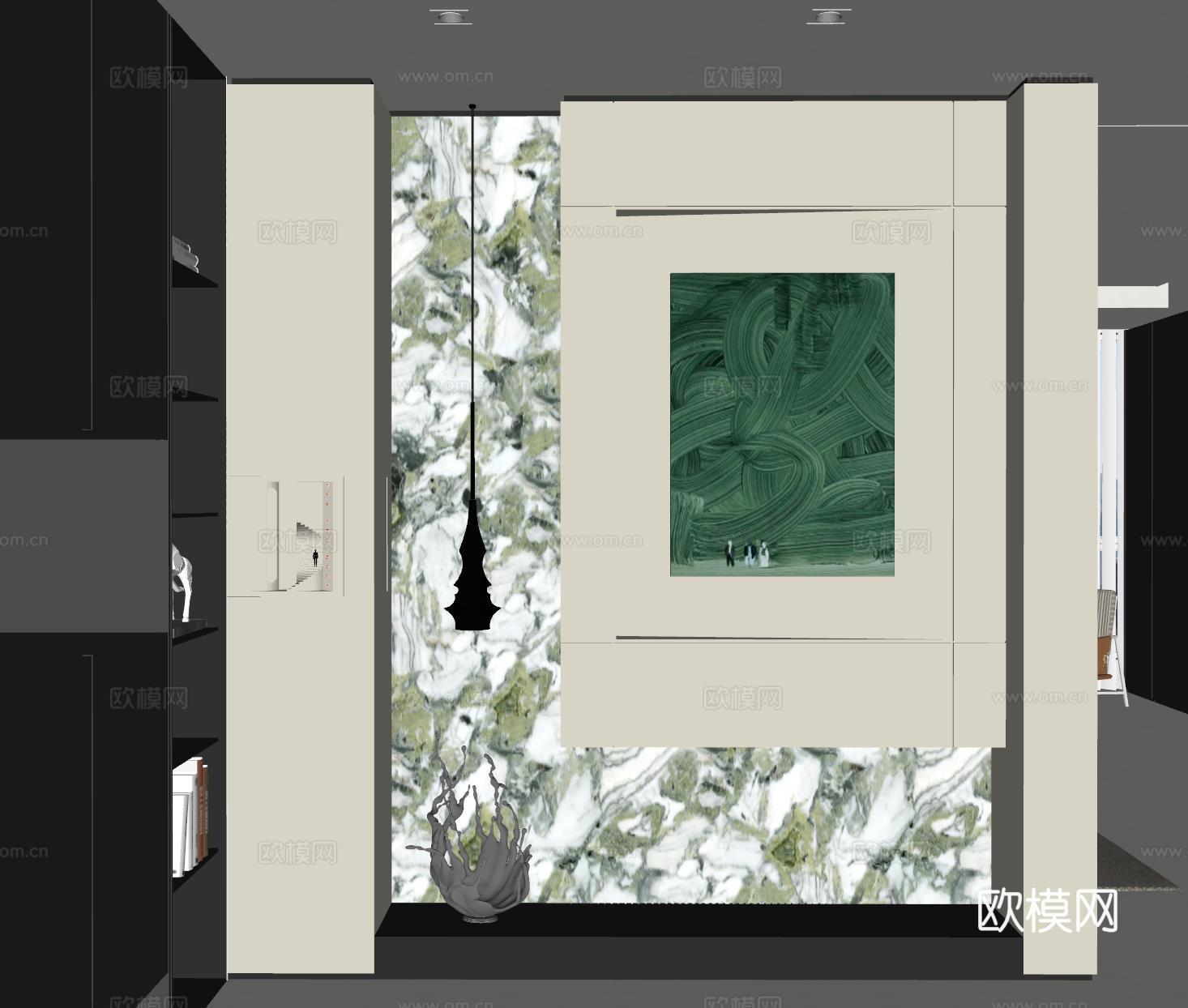 现代玄关过道 装饰性玄关 玄关隔断 入户门厅su模型