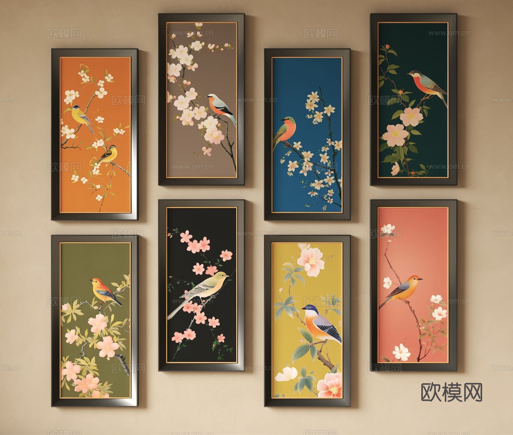 中式花鸟装饰画3d模型