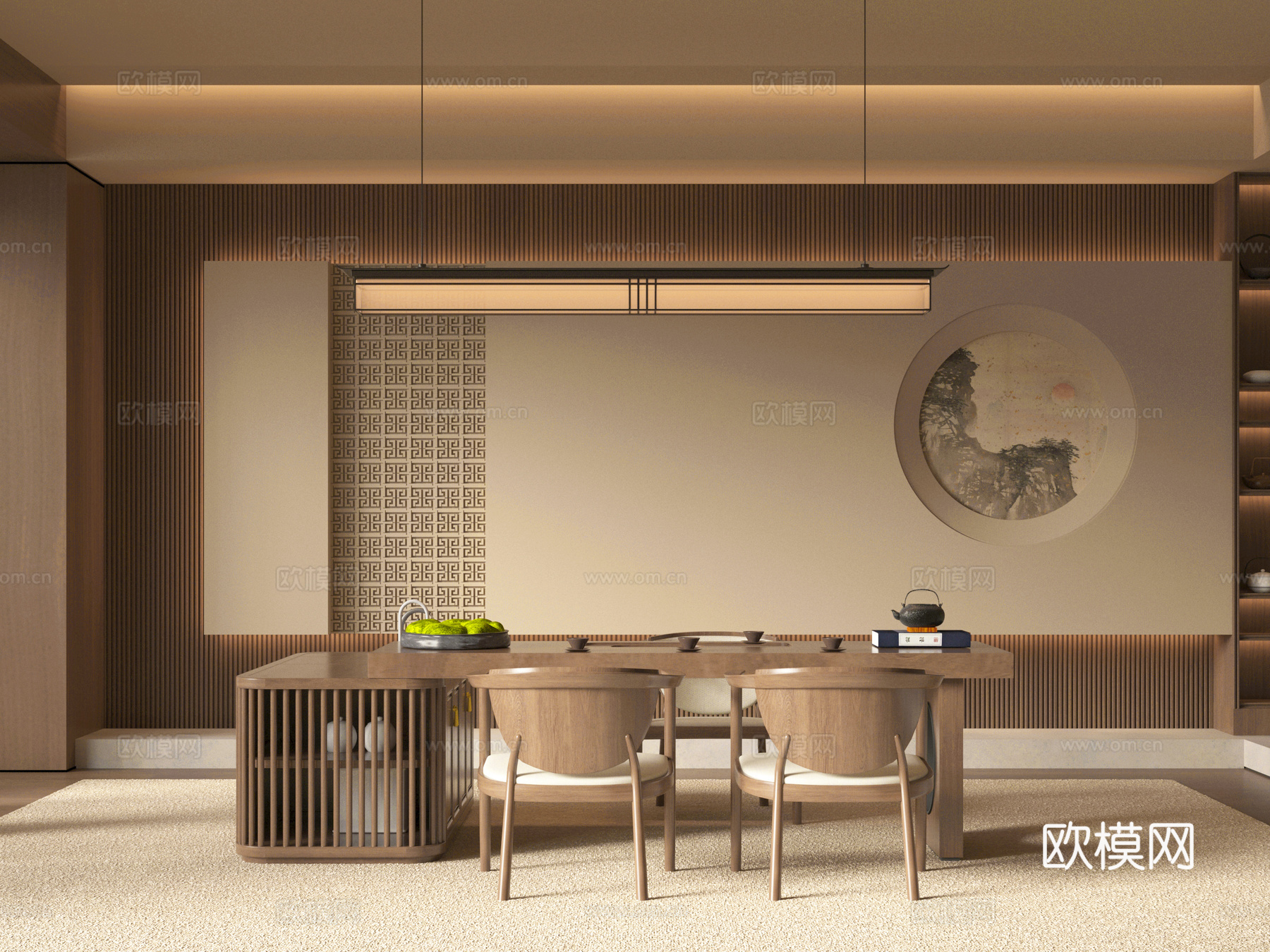 新中式茶室空间3d模型
