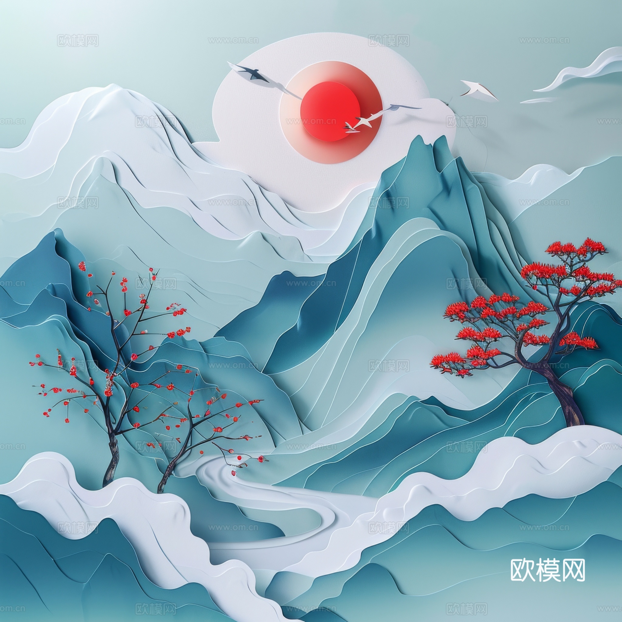 国风山水壁纸壁画