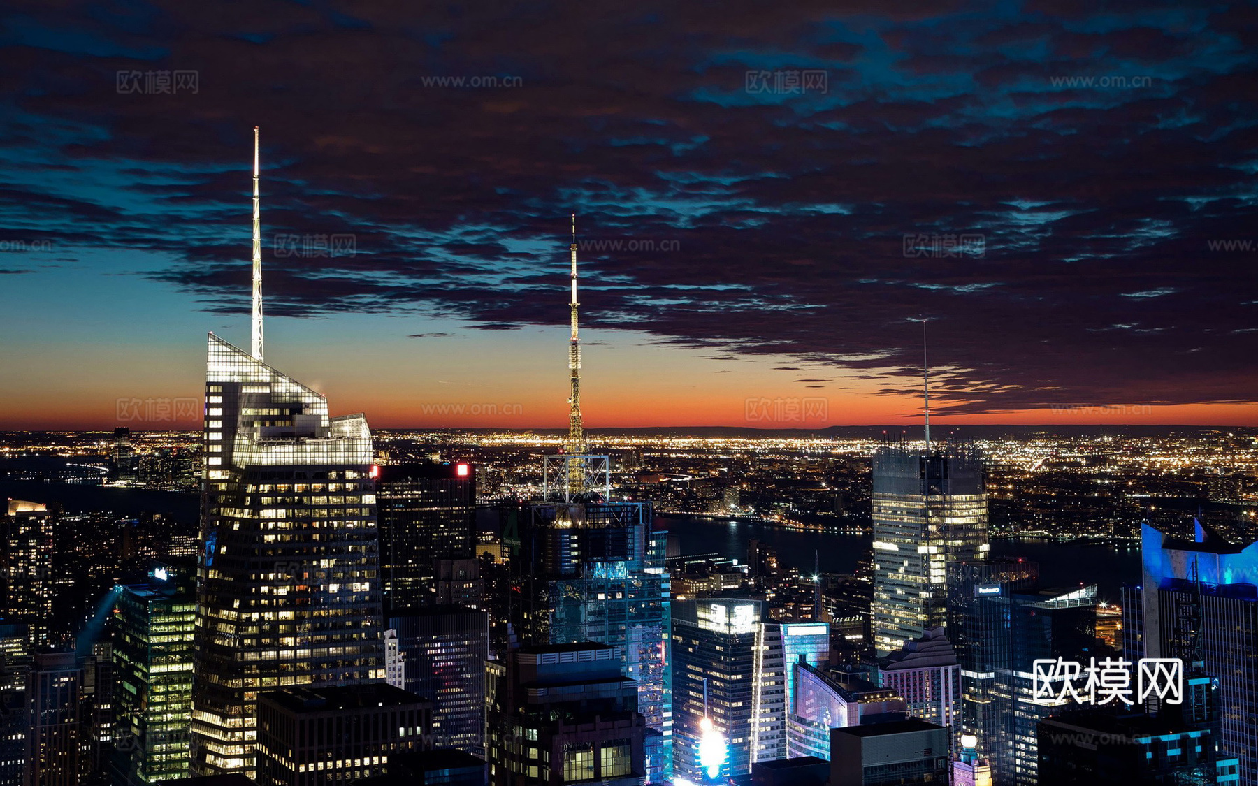 夜晚城市外景  都市广场贴图