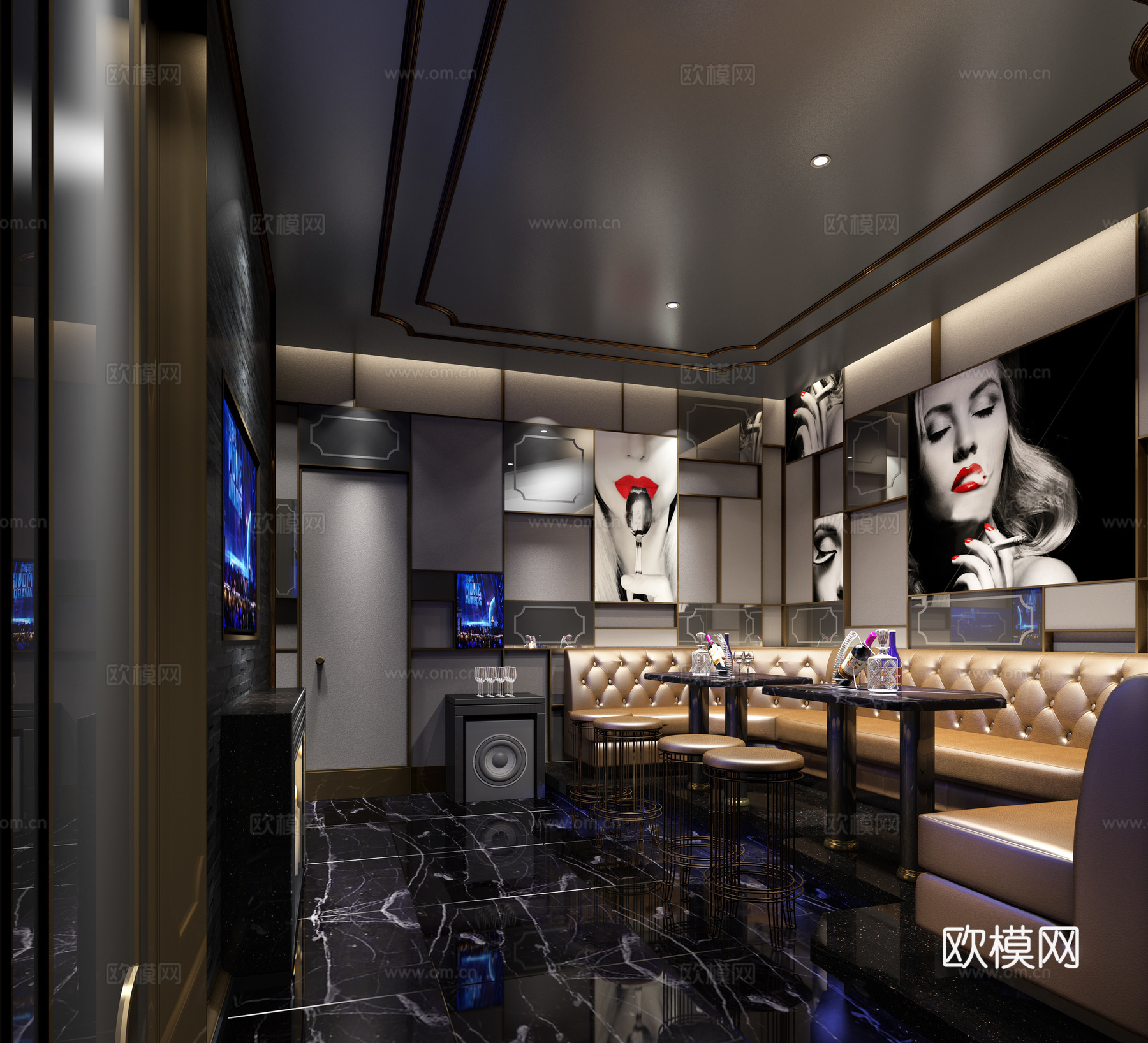现代卡拉OK KTV包间 点歌台3d模型