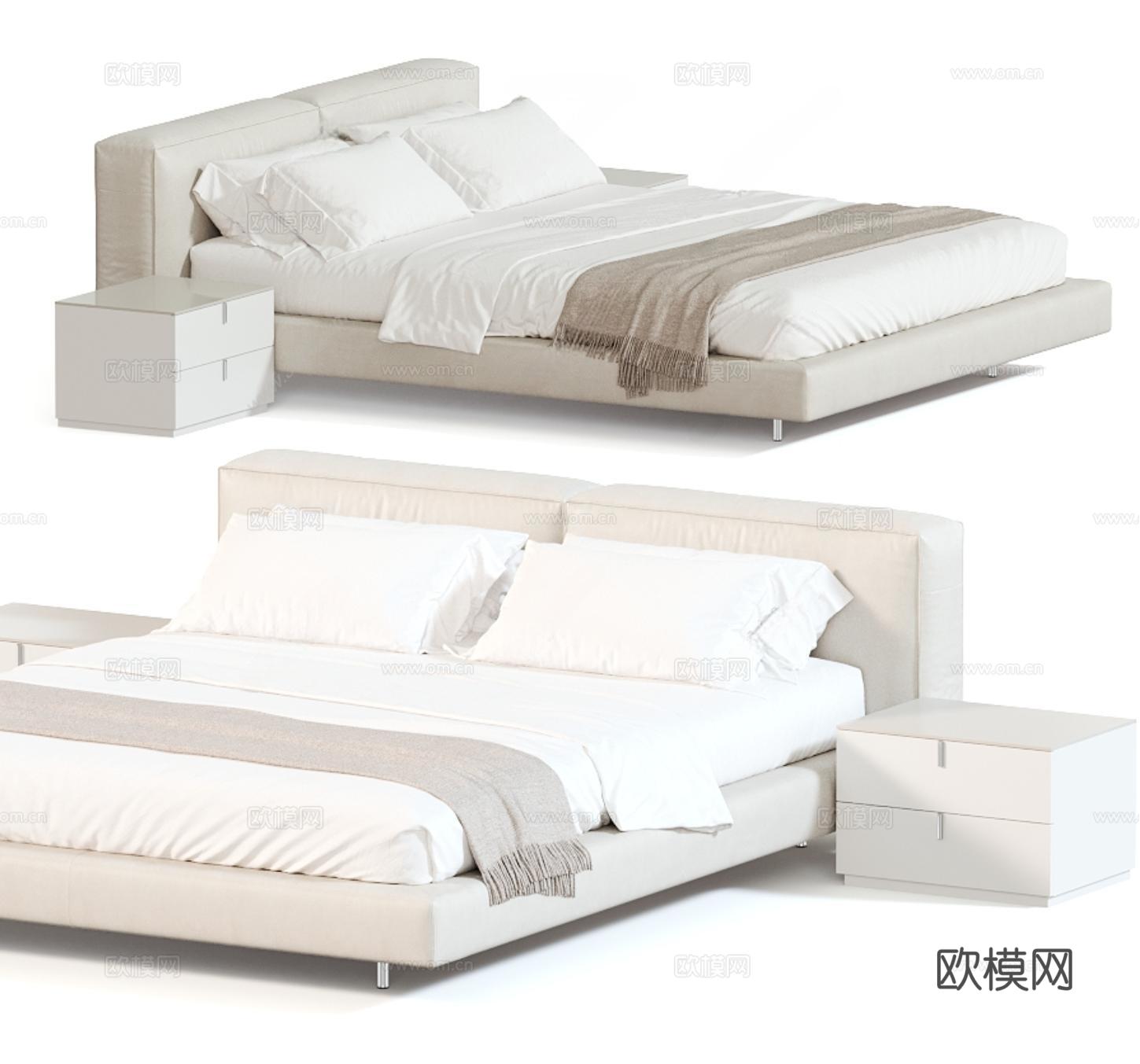 法式双人床su模型