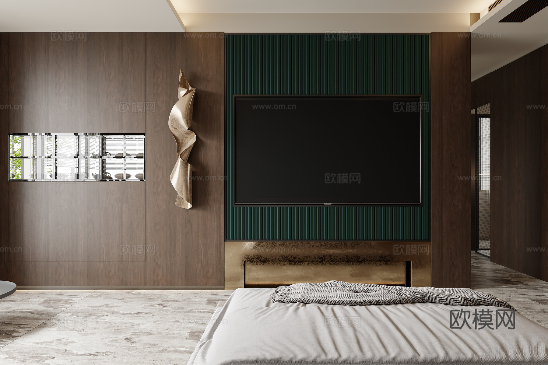 现代轻奢茶台阳台3d模型-Pic-2