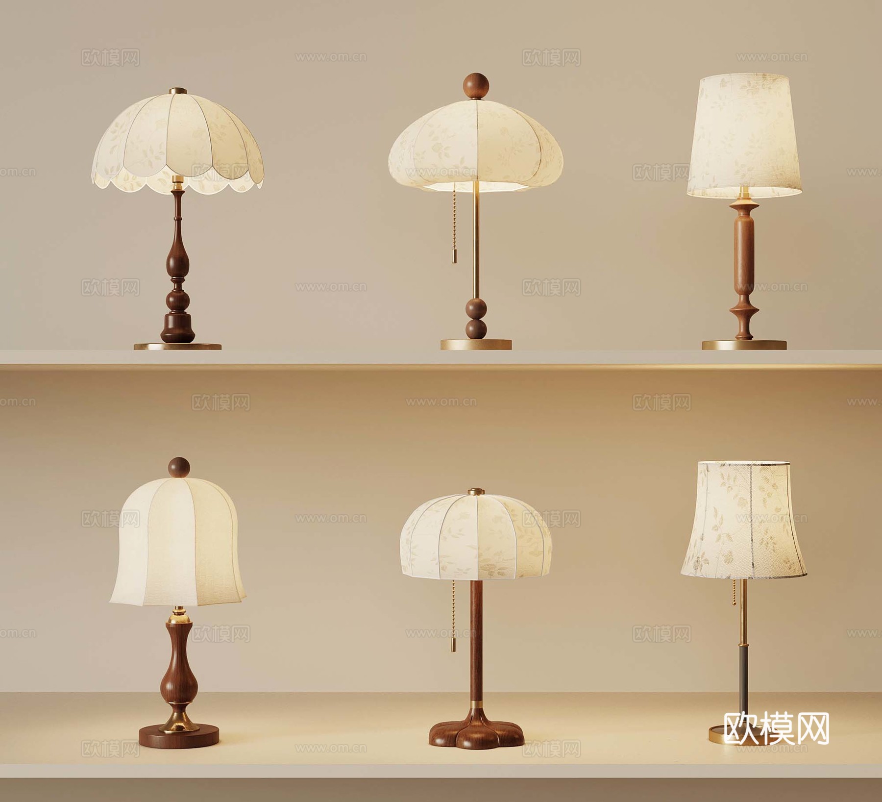 法式中古风台灯3d模型下载