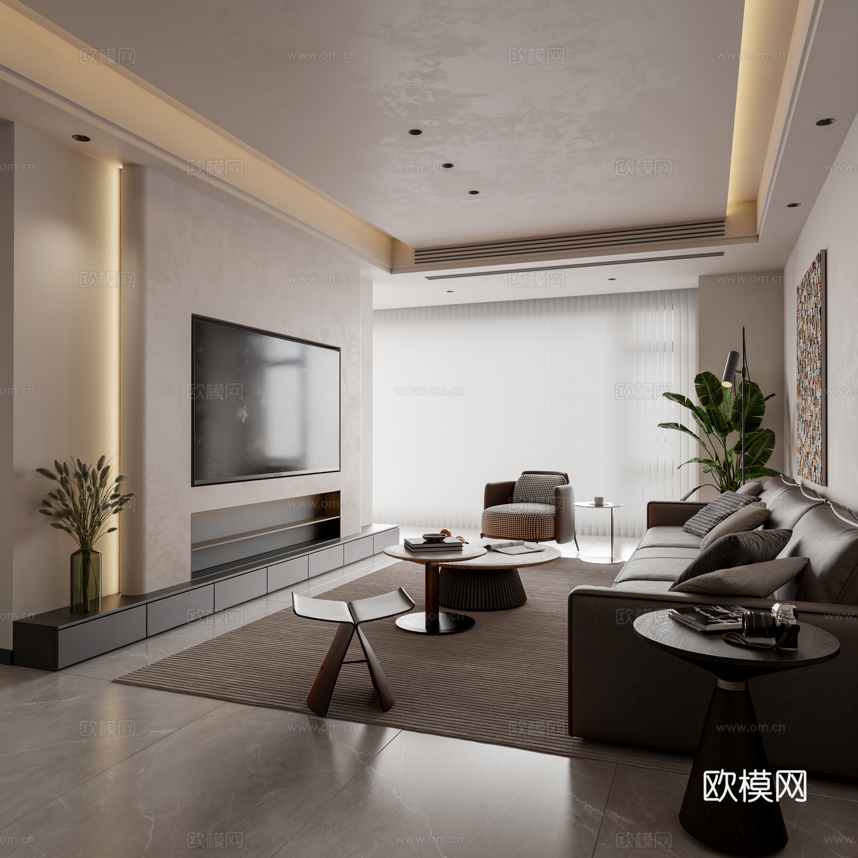 现代开放式厨房餐厅3d模型