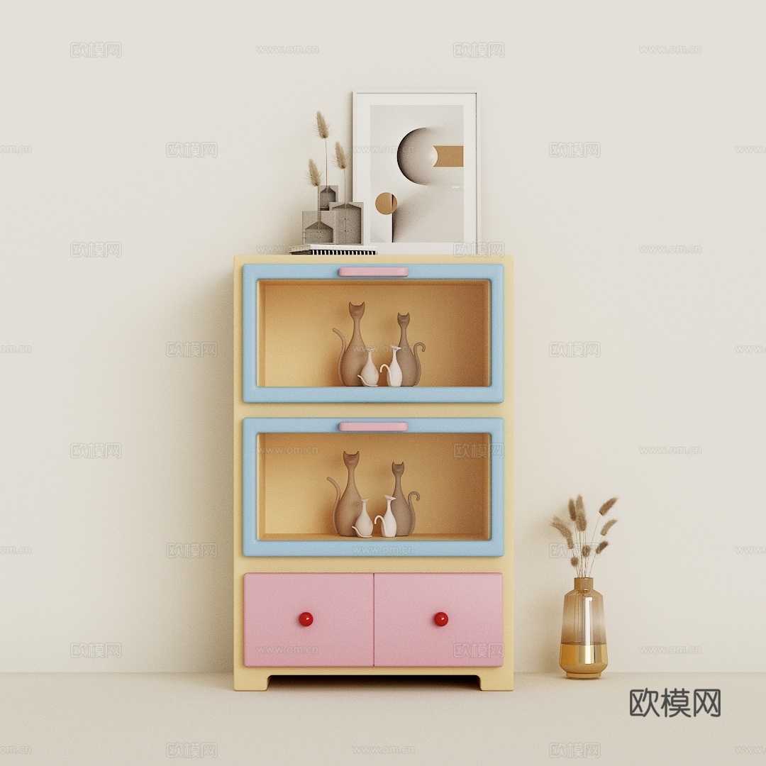 奶油风玄关柜 电视柜 边柜 沙发柜3d模型