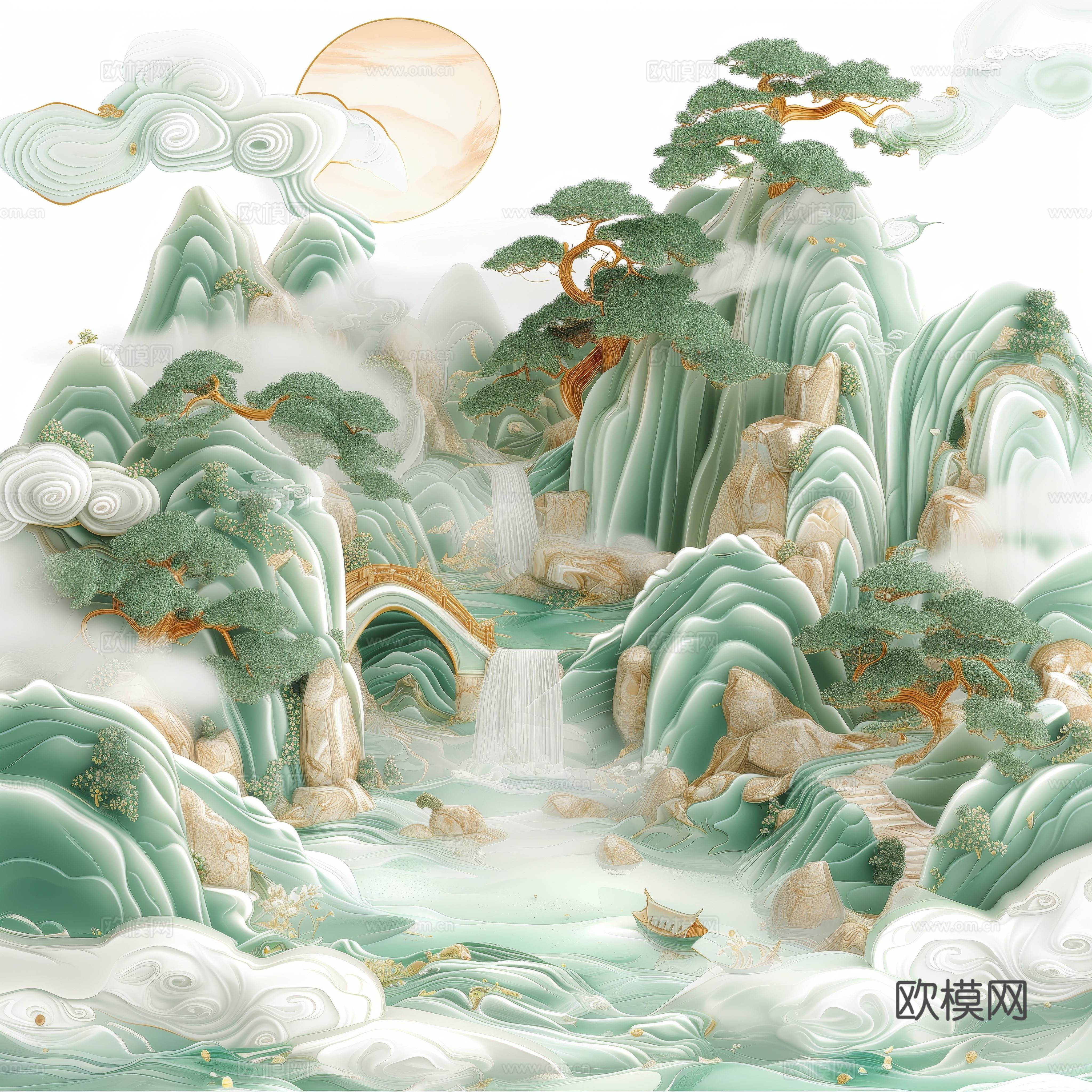 国风山水壁纸壁画