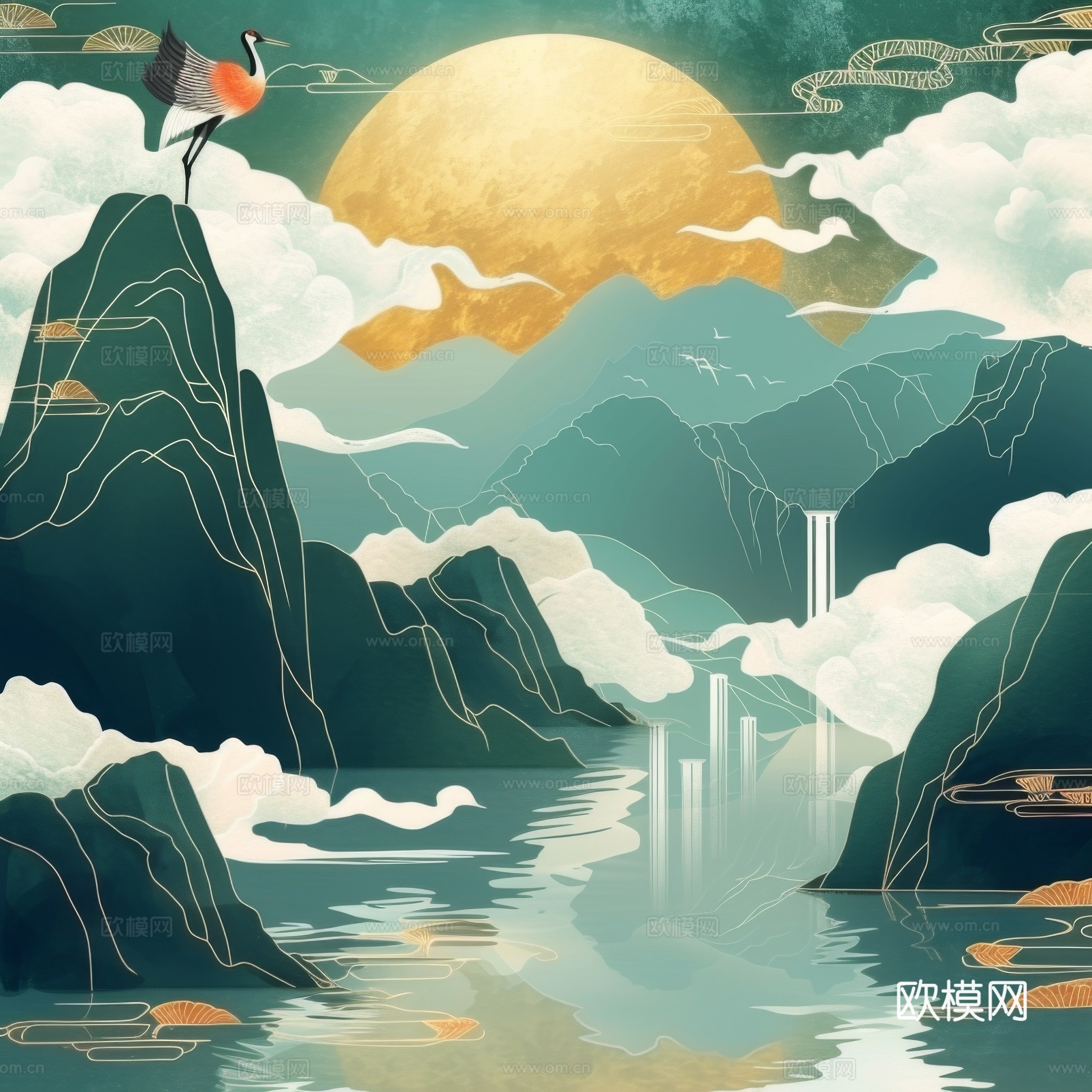 国风山水壁纸壁画