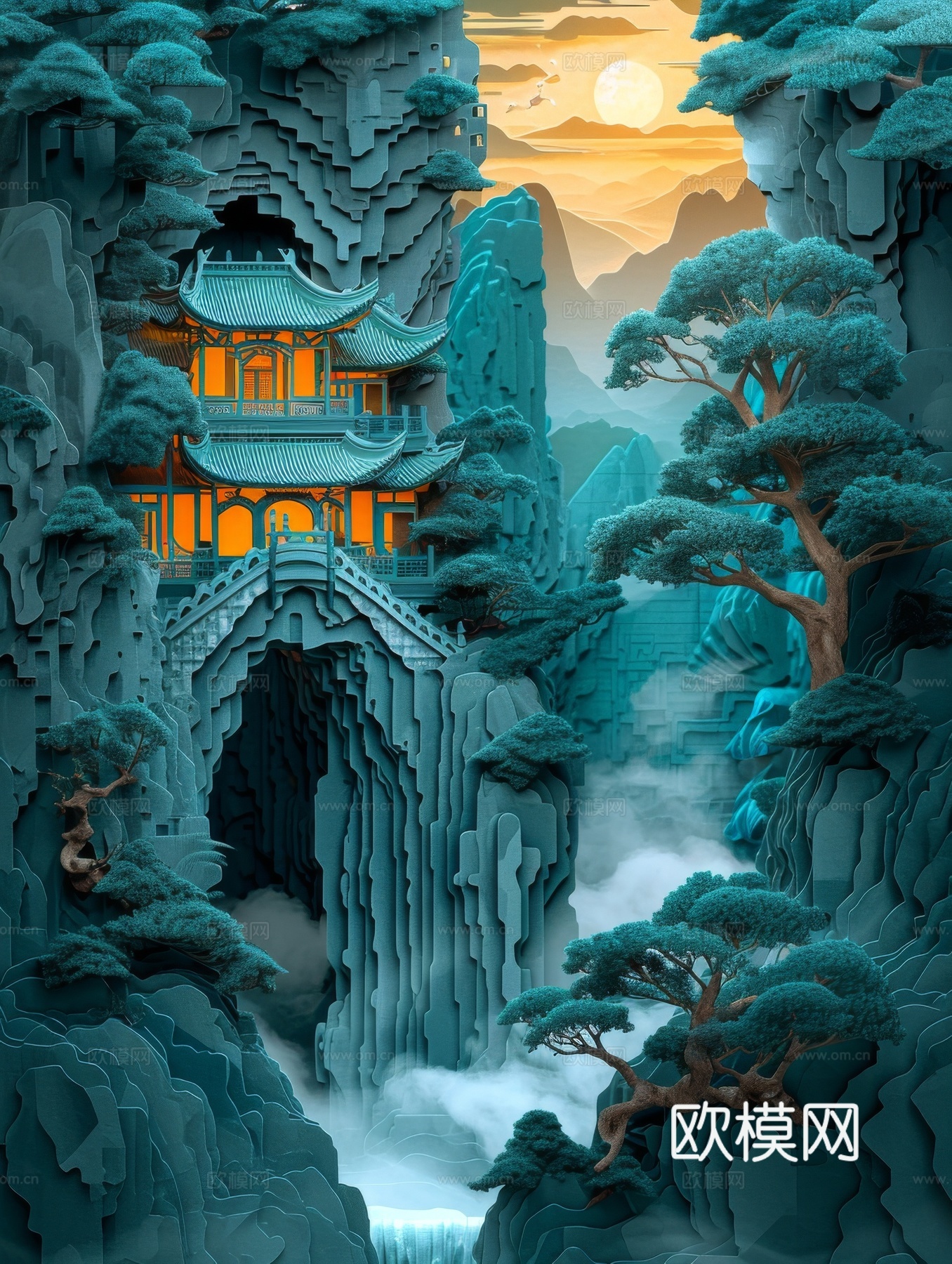 国风山水壁纸壁画