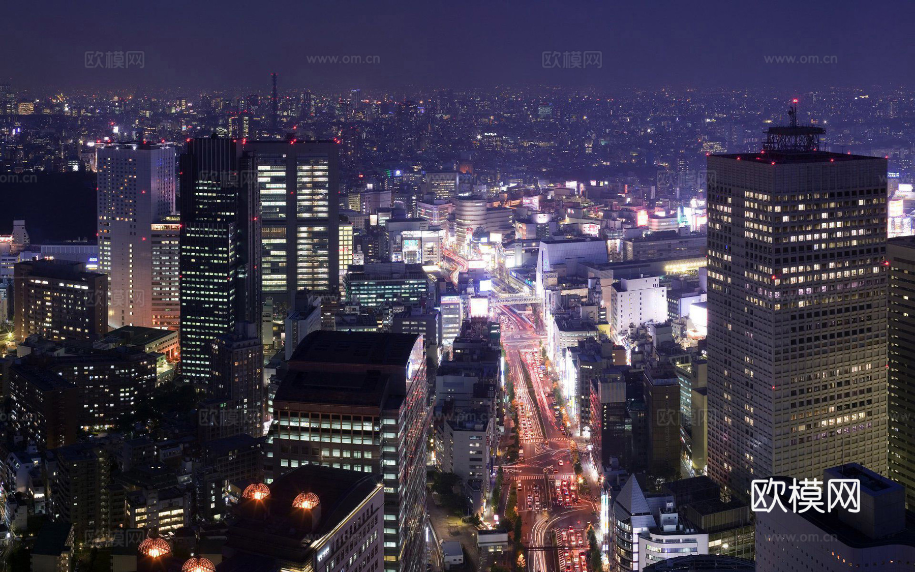 夜晚城市外景  都市广场贴图