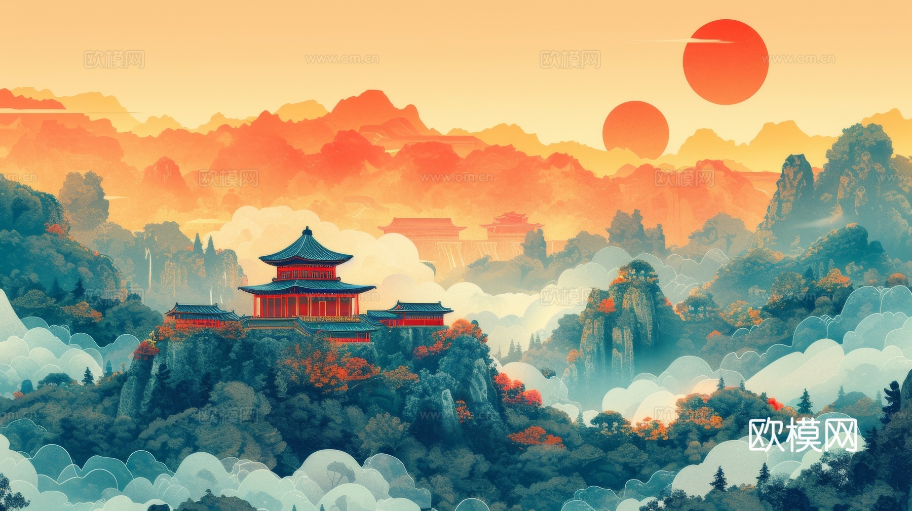 国风山水壁纸壁画