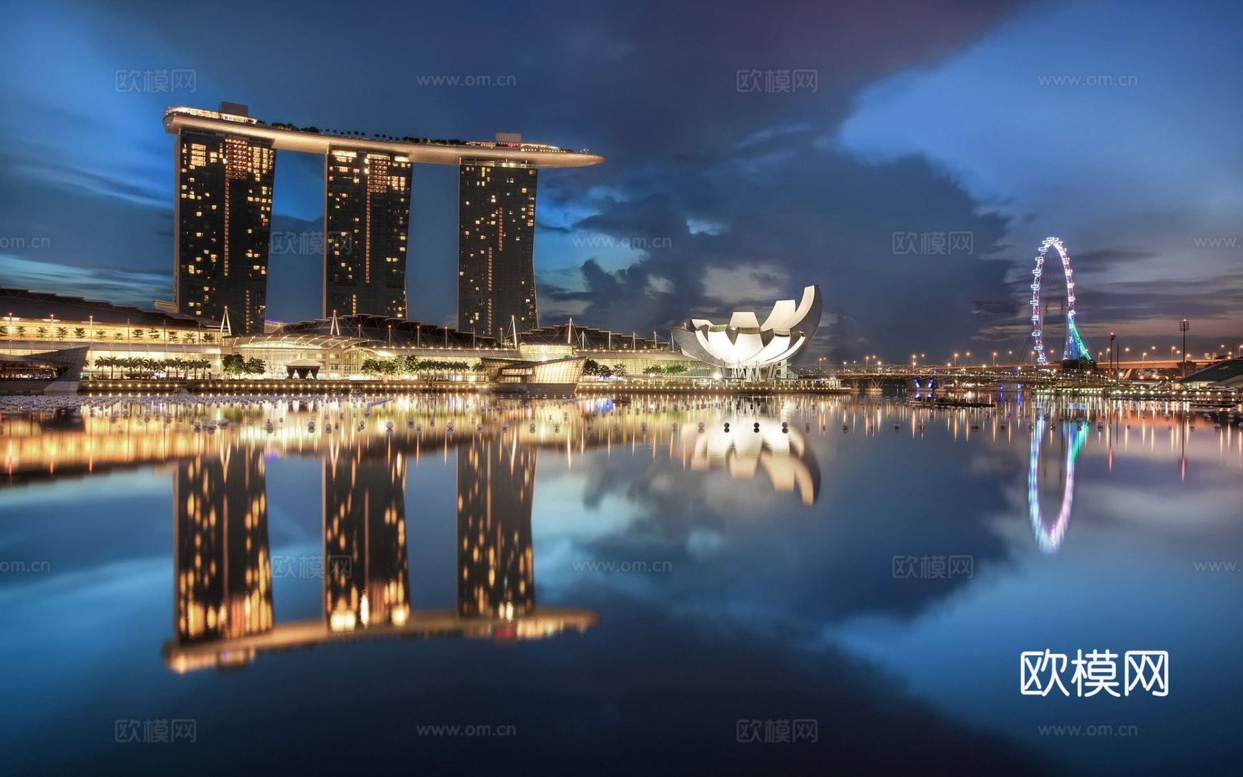 夜晚城市外景  都市广场贴图