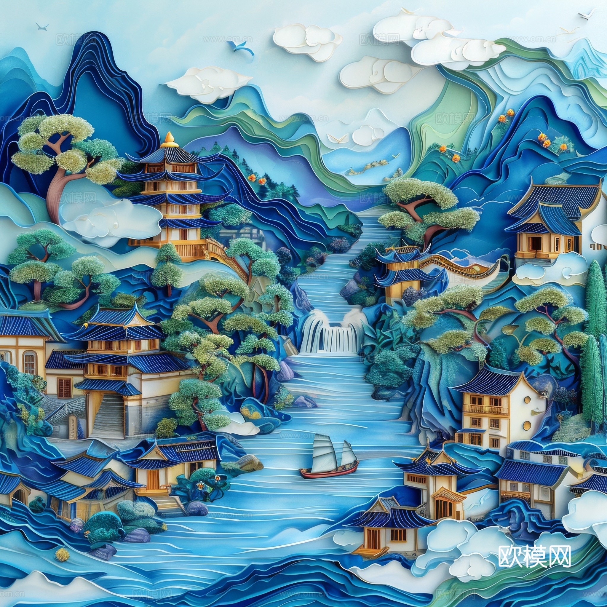 国风山水壁纸壁画