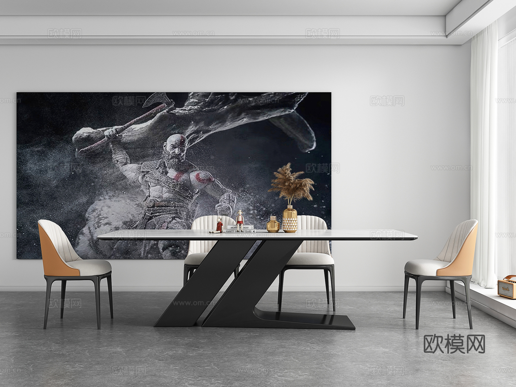 现代餐厅 餐桌椅3d模型