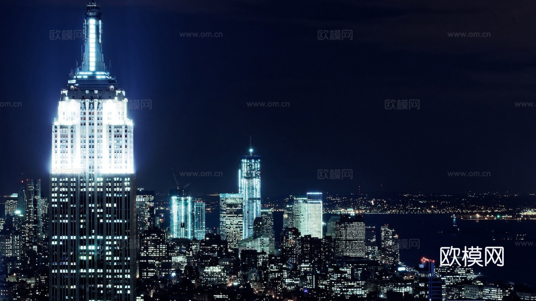 夜晚城市外景  都市广场贴图