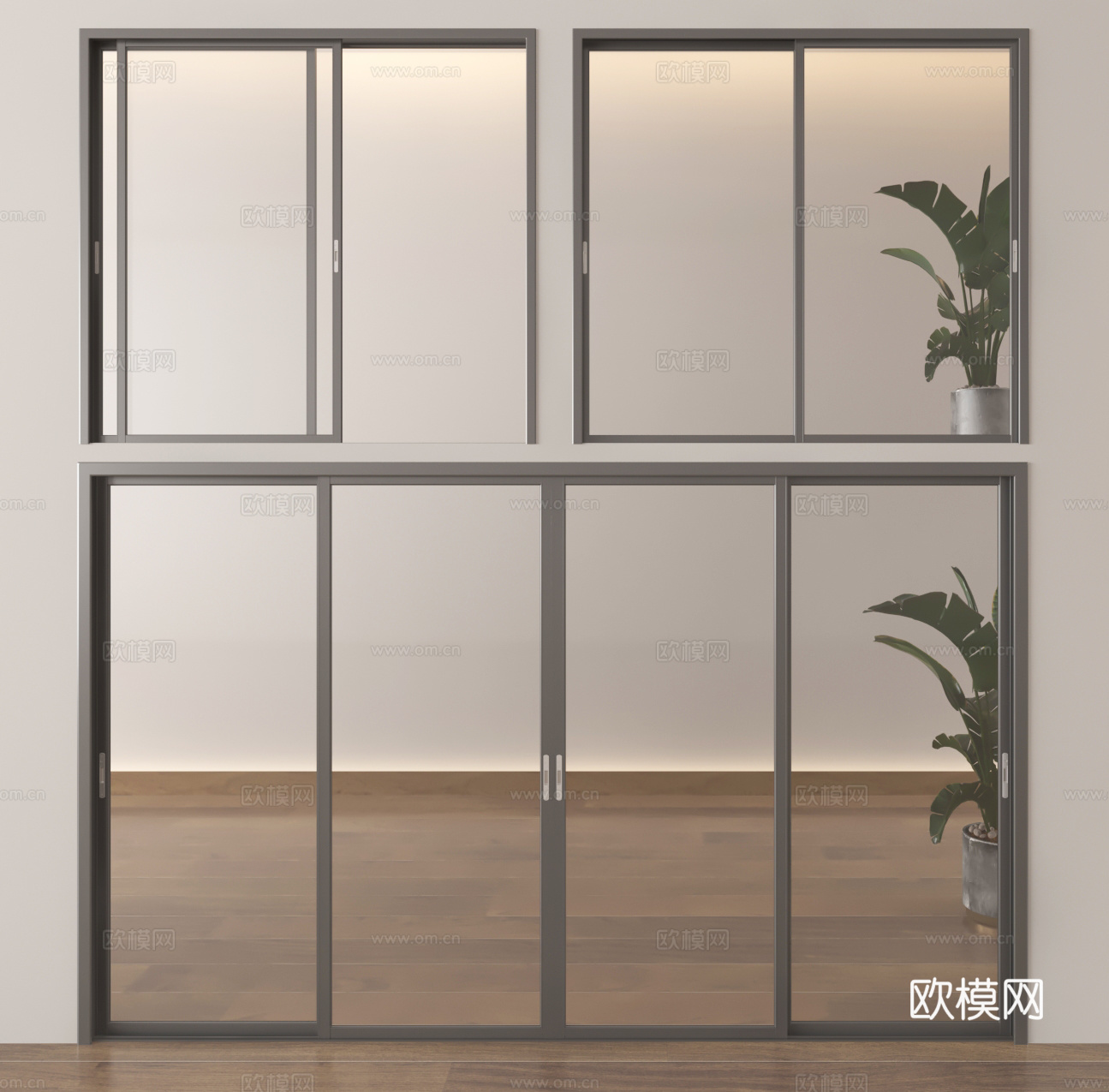 玻璃推拉门 隔断推拉门3d模型