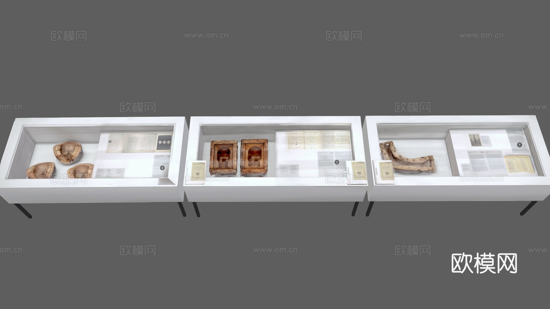 现代雕塑摆件 现代艺术摆件 博物馆展柜 展台3d模型
