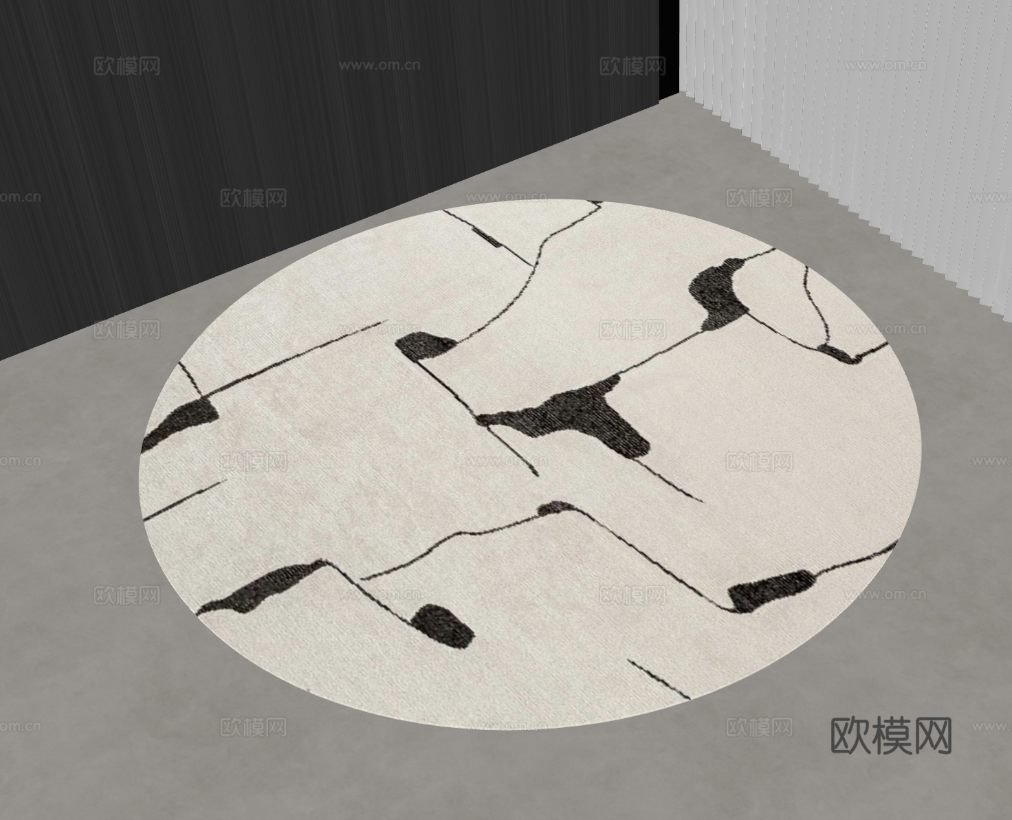 现代中古圆形地毯 意式地毯 圆形地毯 儿童地毯 地毯 现代su模型
