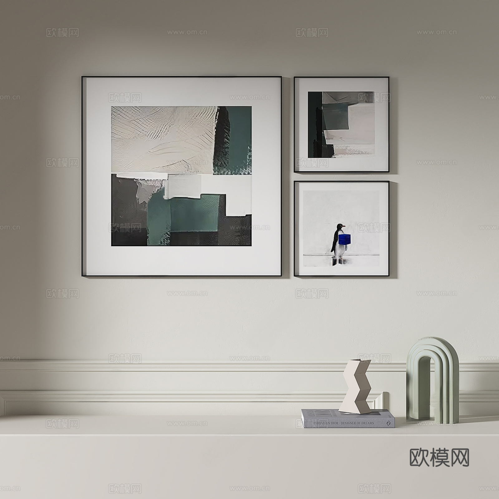 简约复古装饰画su模型