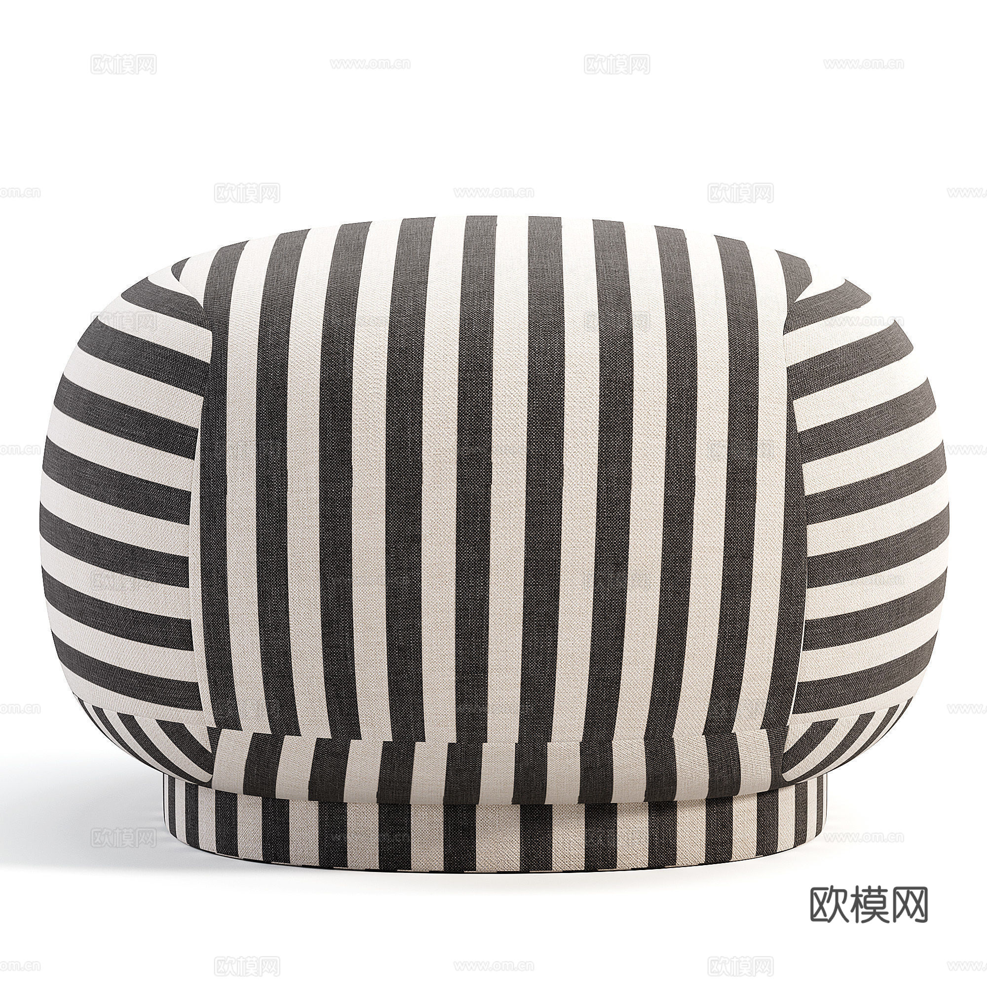 现代奶油风布艺沙发凳3d模型