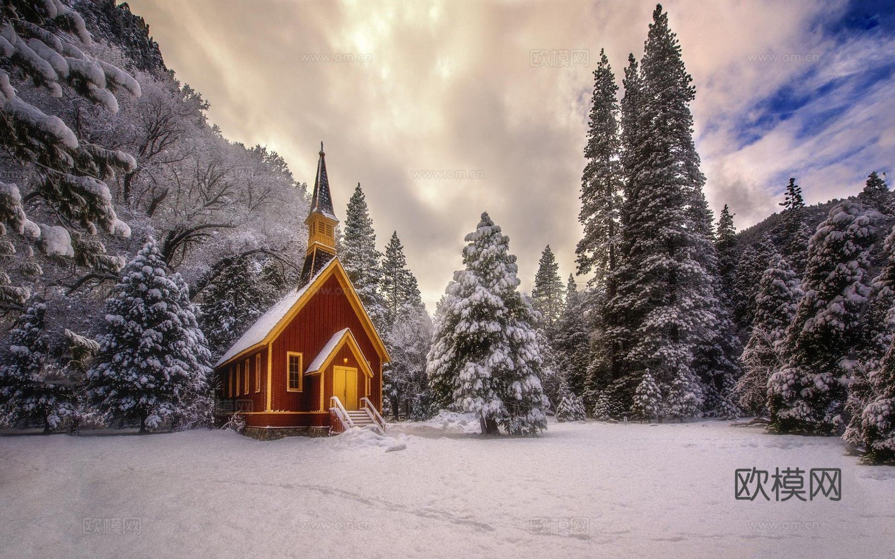 雪山风景  夜晚雪景