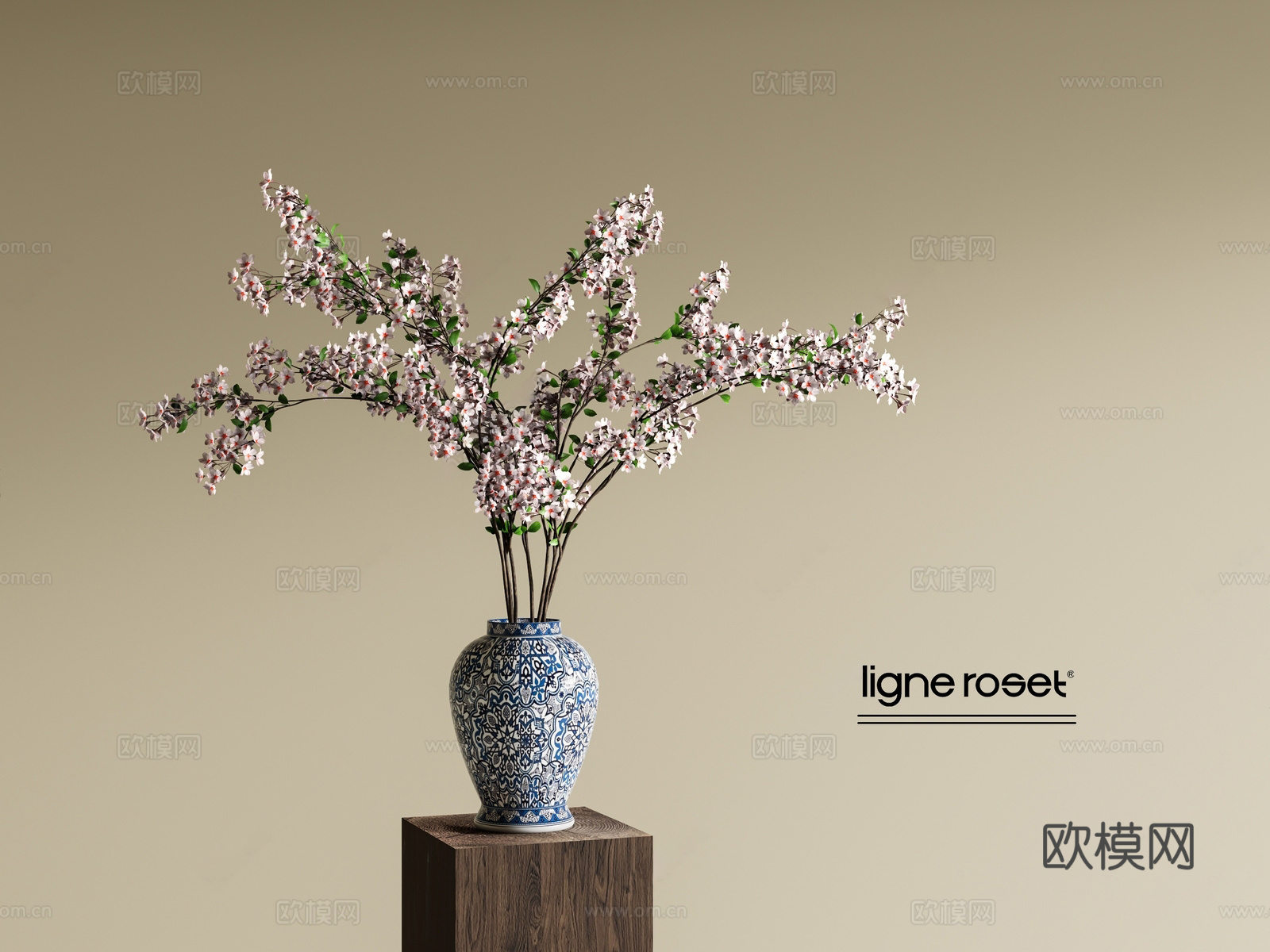 新中式花瓶 宋式花瓶 陶瓷花瓶 青花瓷 花瓶花艺 花艺摆件3d模型