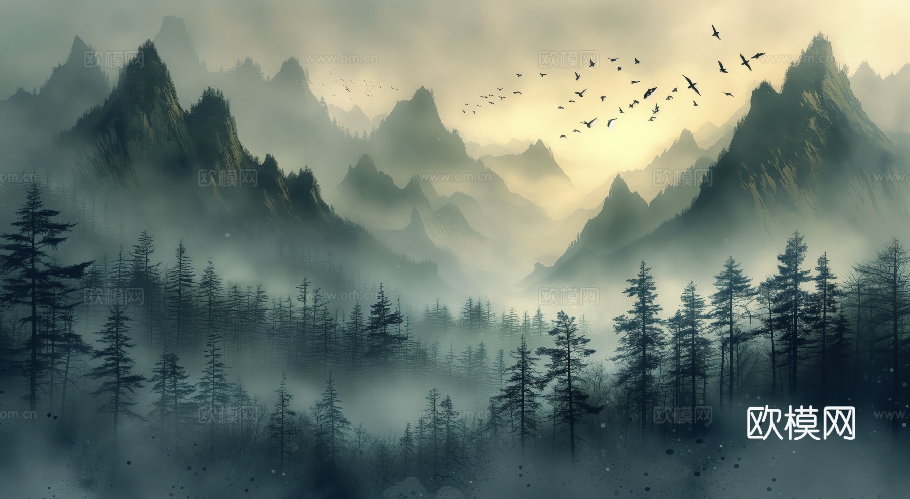 国风山水壁纸壁画