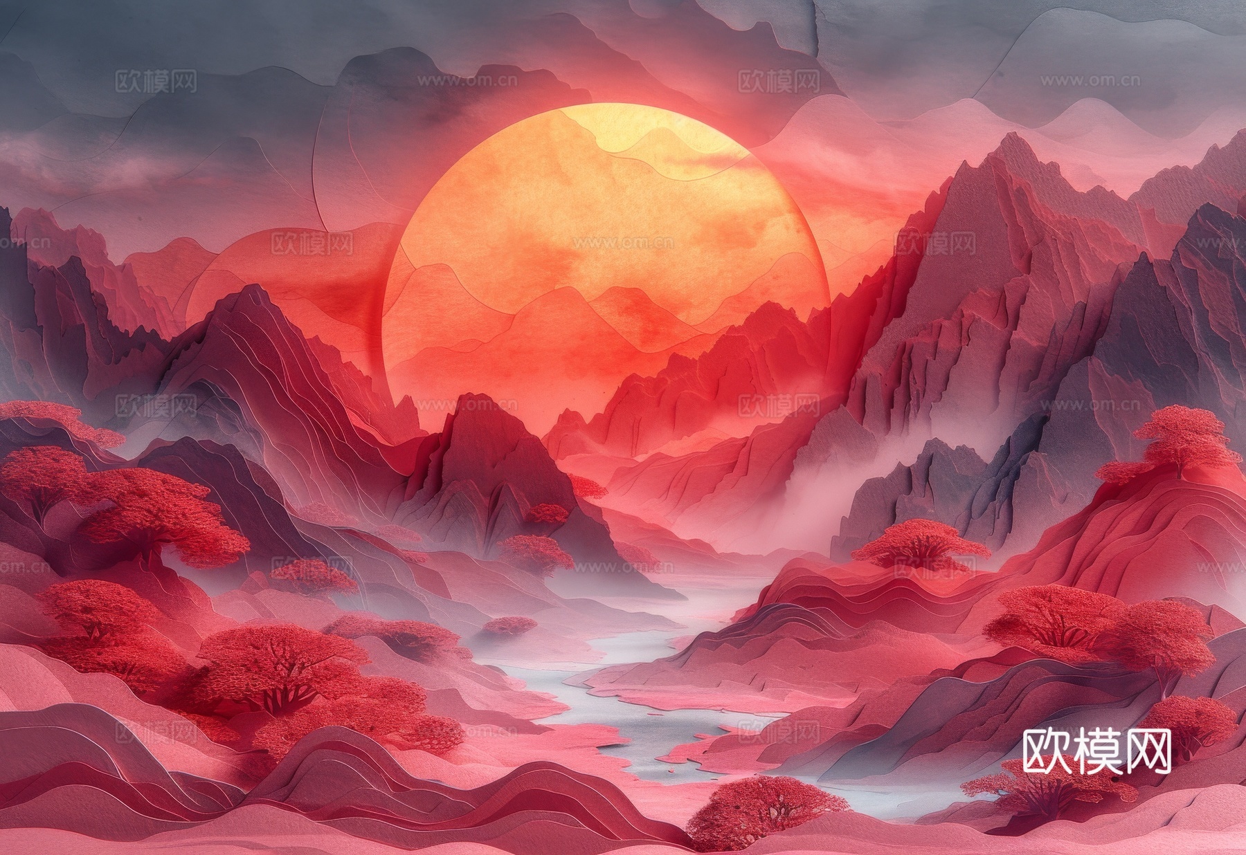 国风山水壁纸壁画