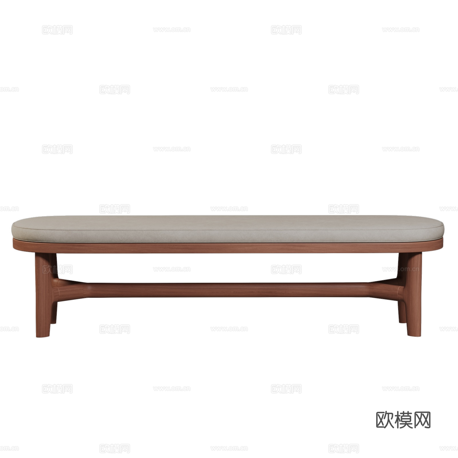 新中式布艺长凳 床尾凳3d模型