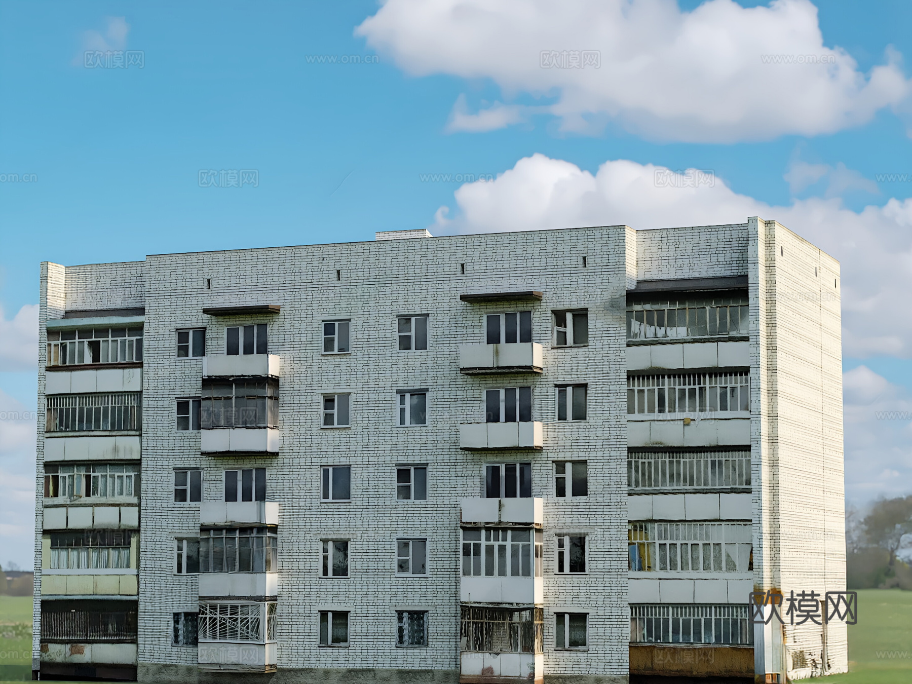 复古高层住宅 公寓 老旧住宅楼3d模型