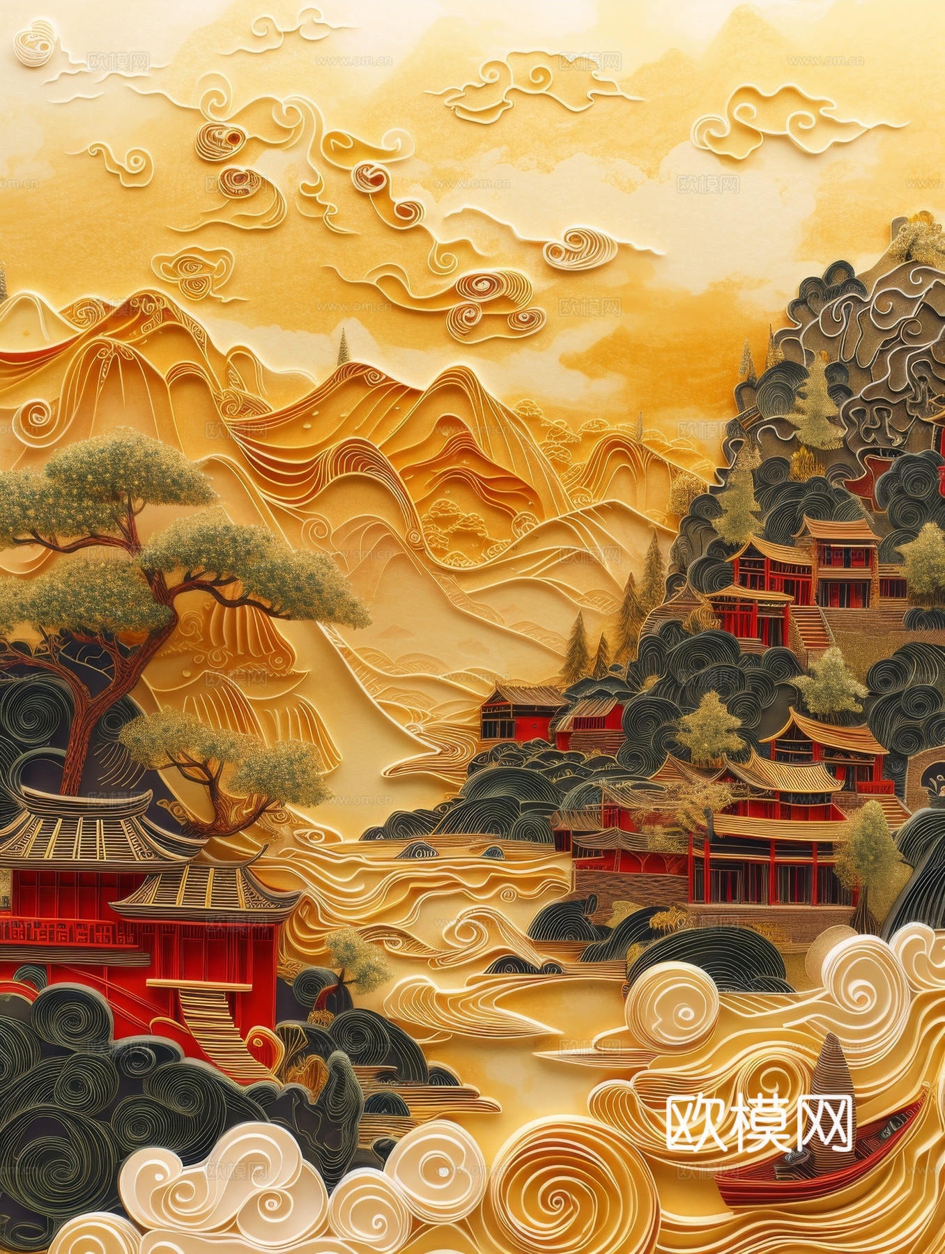 国风山水壁纸壁画