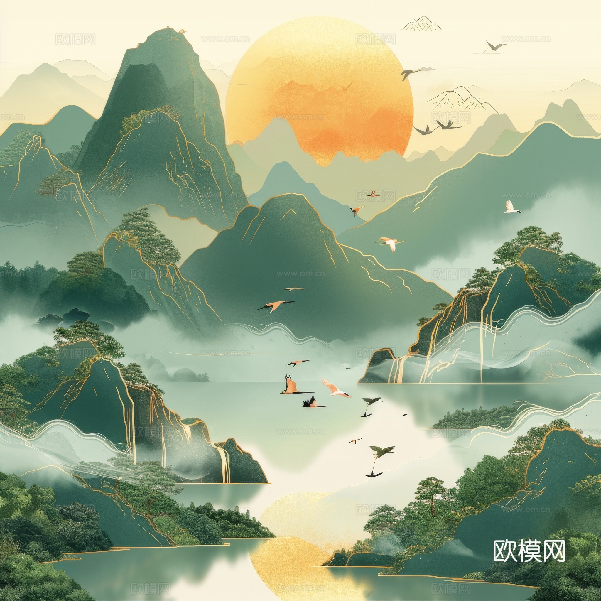 国风山水壁纸壁画