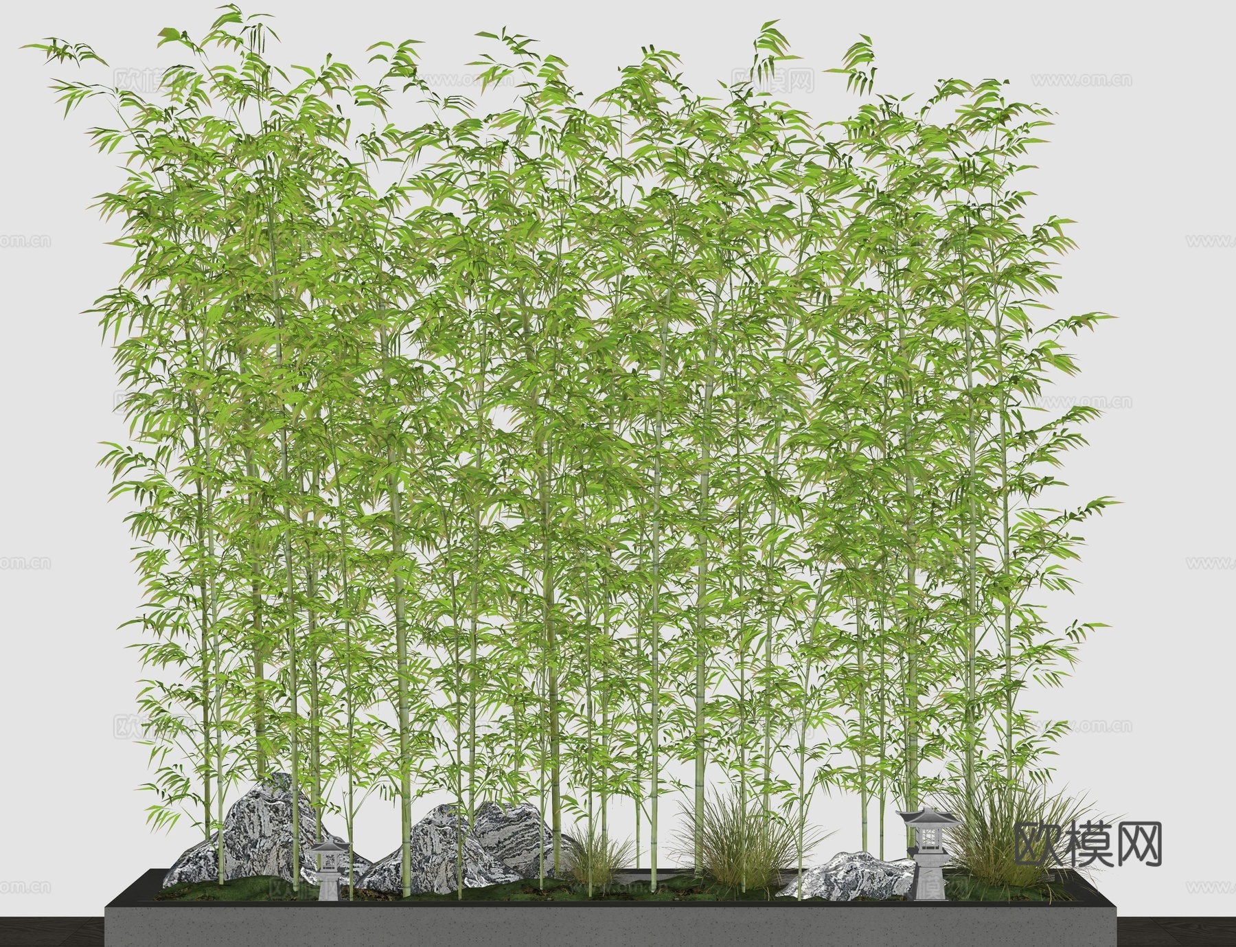 现代竹子  竹子盆栽 景观竹su模型