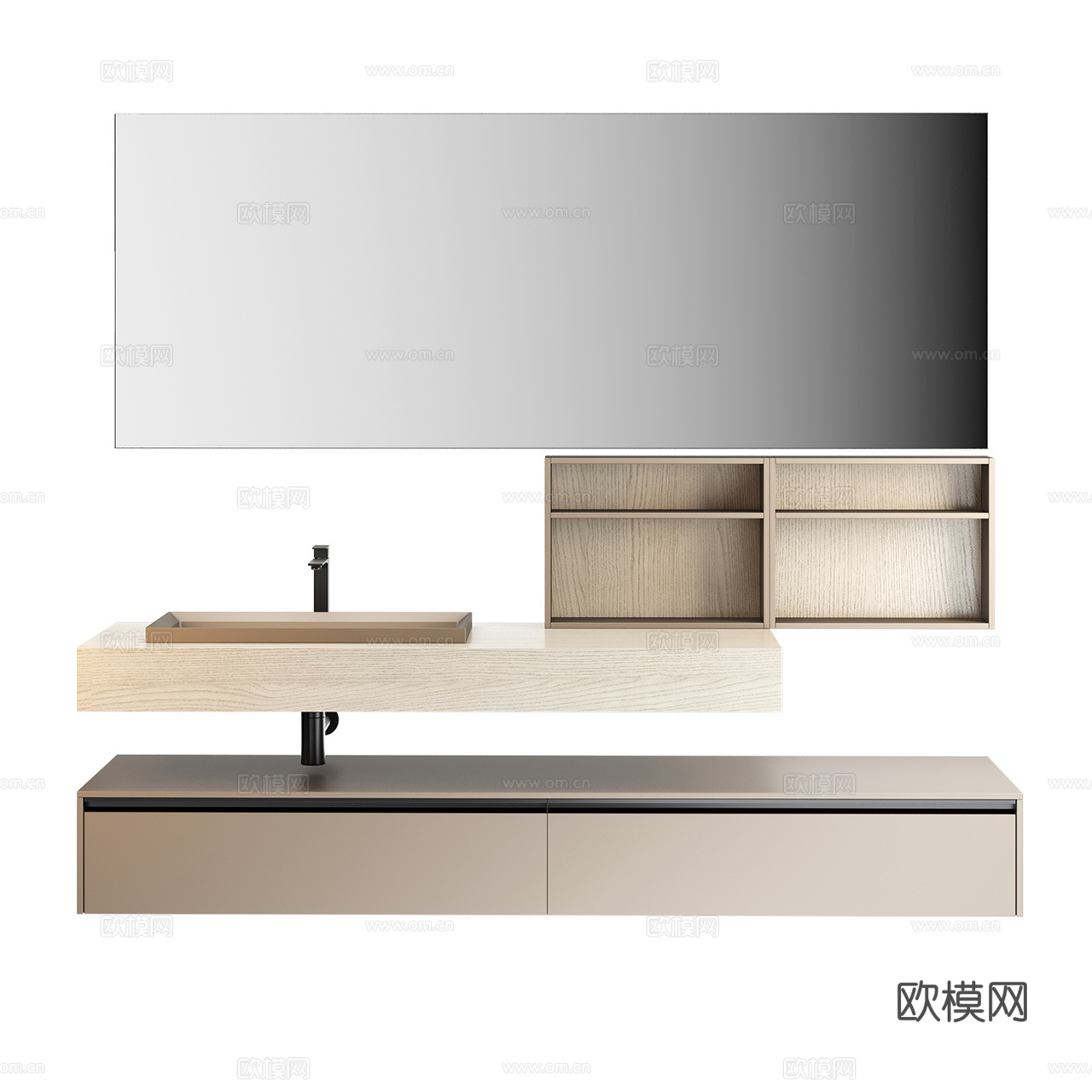 Ideagroup 极简卫浴 卫浴组合 卫浴镜 极简龙头3d模型