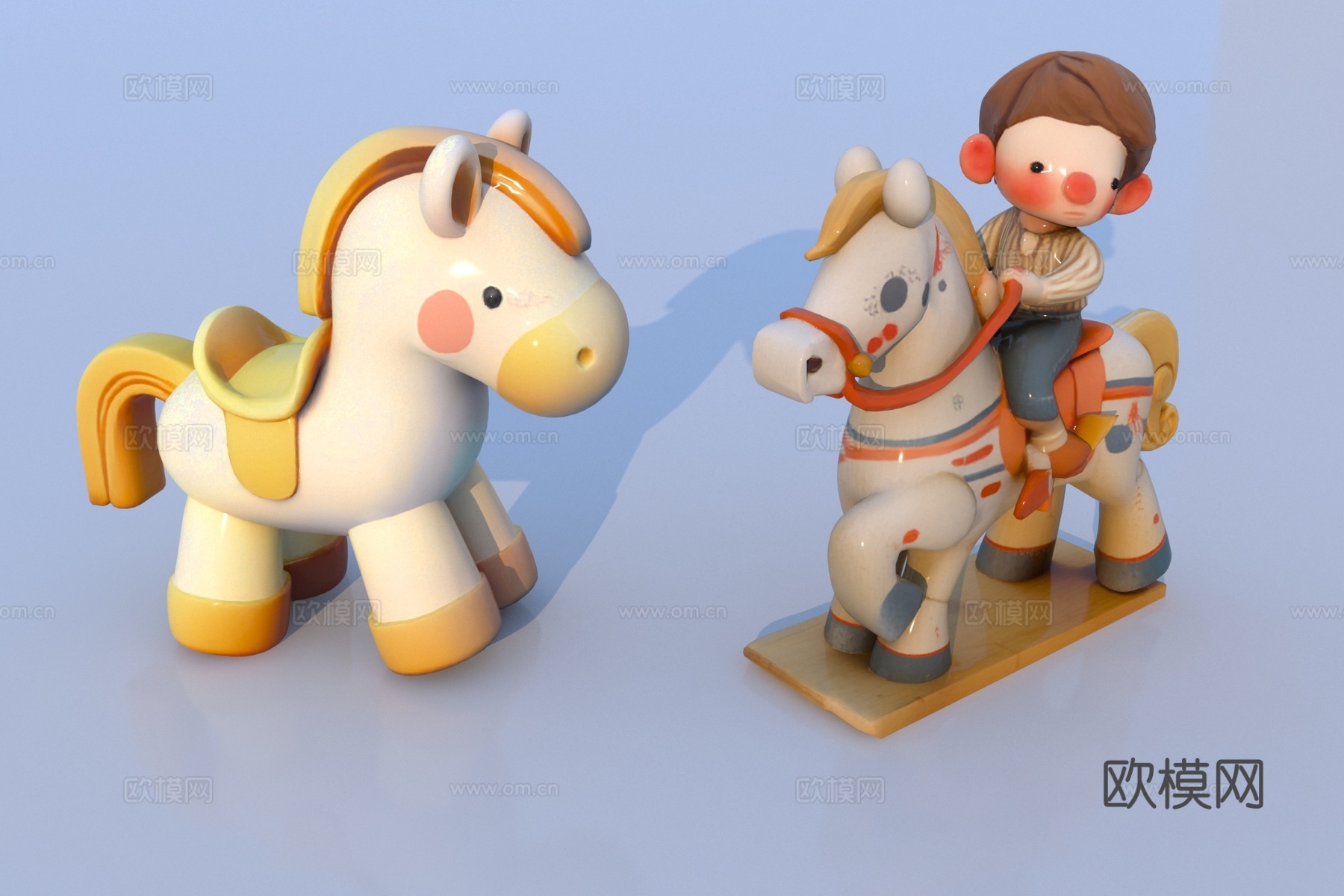 现代小木马摆件雕塑3d模型